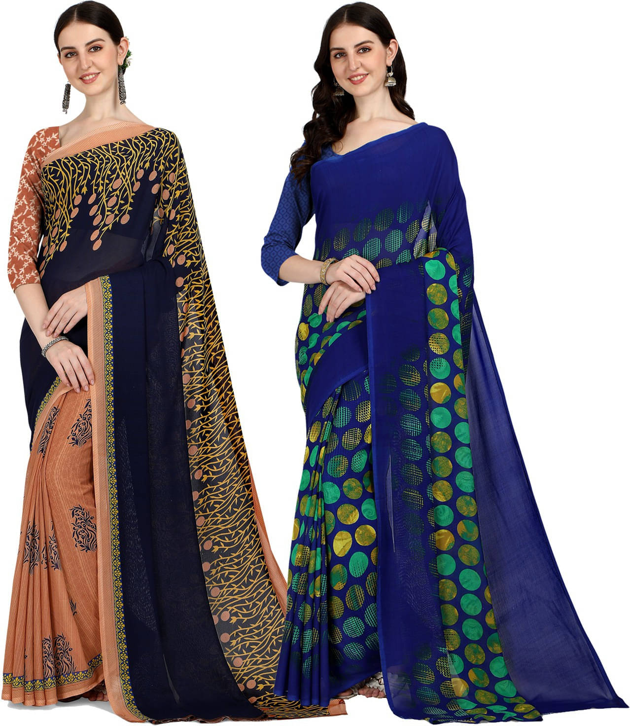     			ANAND SAREES Georgette Printed Saree With Unstitched Blouse Piece ( Multicolor )