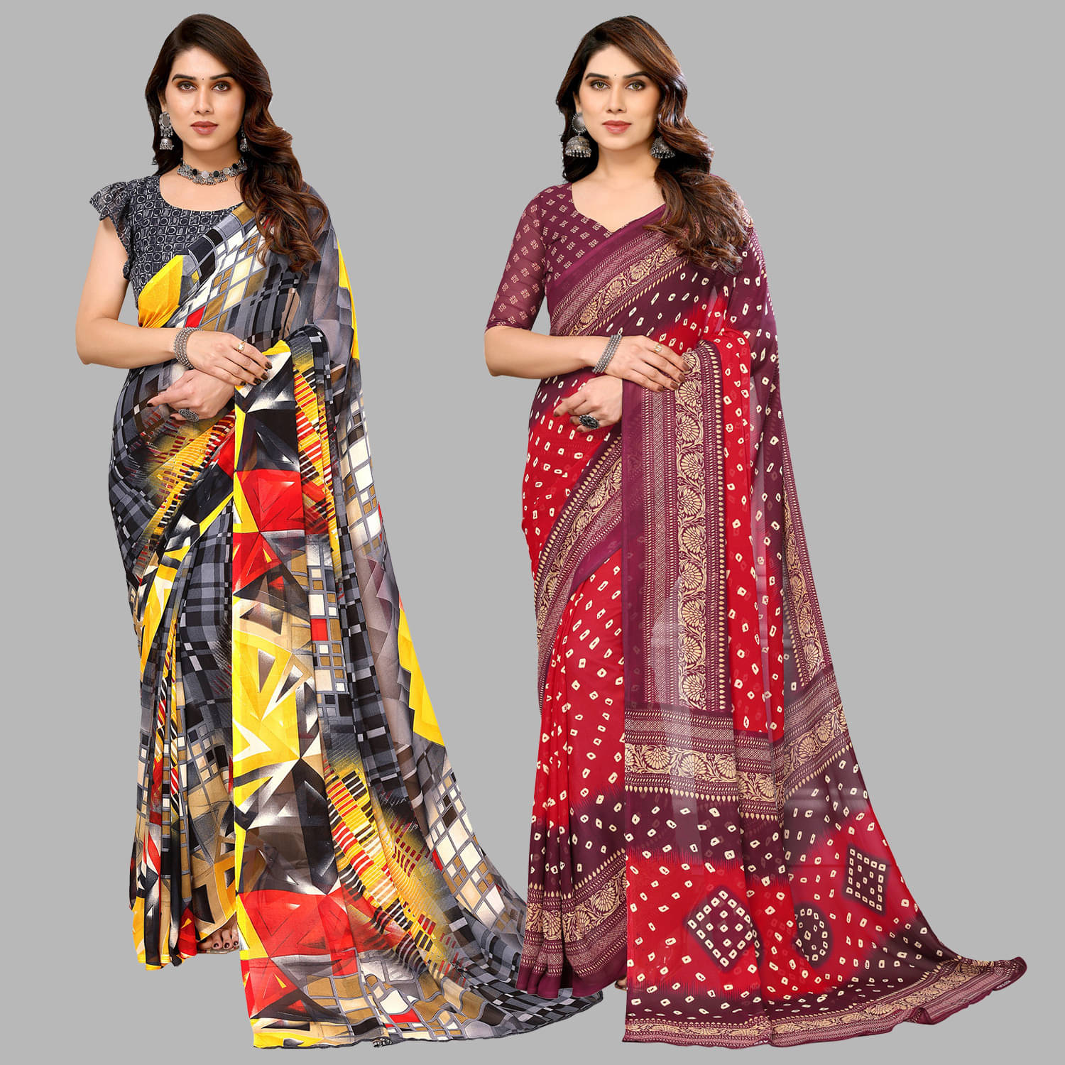 ANAND SAREES Georgette Printed Saree With Unstitched Blouse Piece ( Multicolor ) ANAND SAREES Georgette Printed Saree With Unstitched Blouse Piece ( Multicolor )
