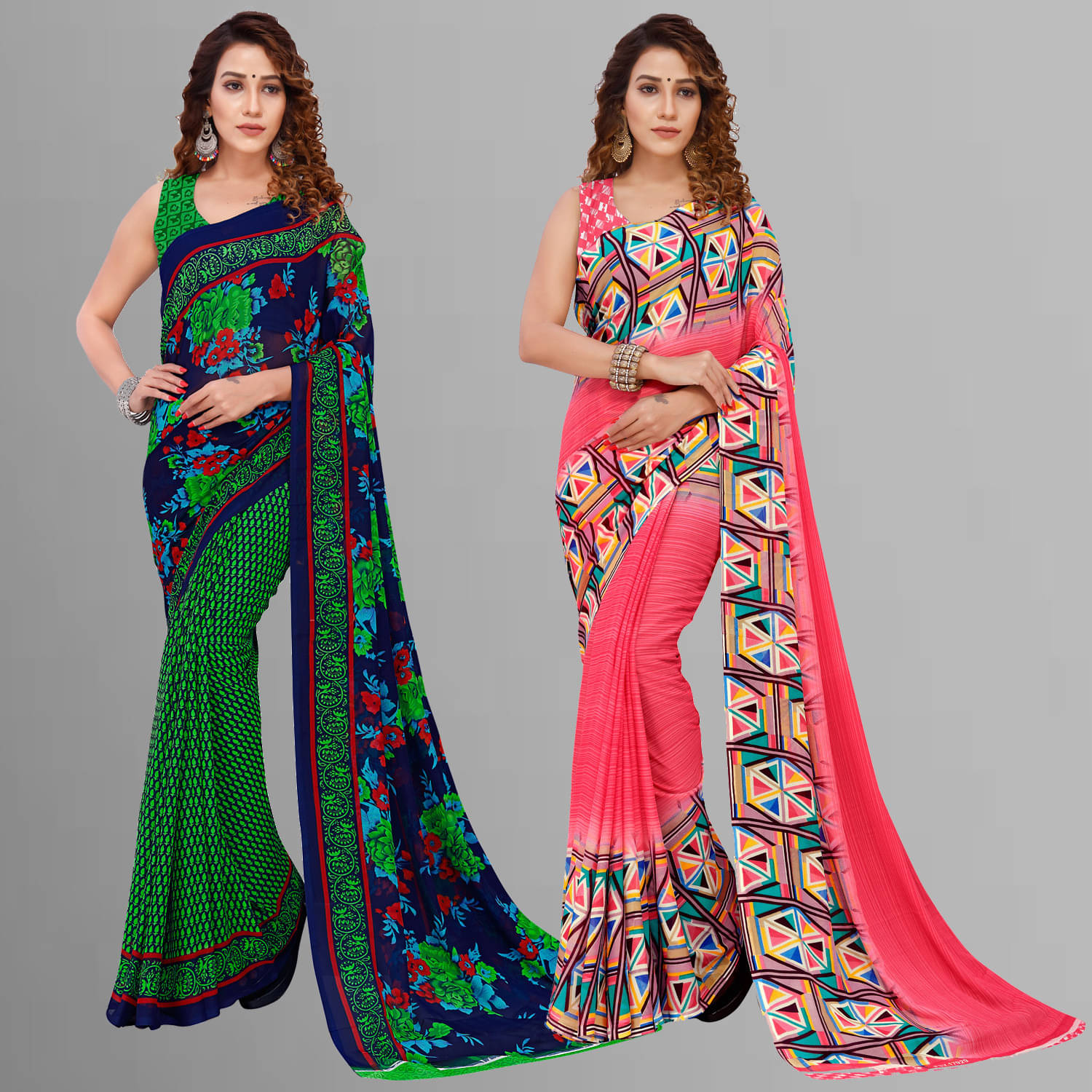 ANAND SAREES Georgette Printed Saree With Unstitched Blouse Piece ( Multicolor ) ANAND SAREES Georgette Printed Saree With Unstitched Blouse Piece ( Multicolor )