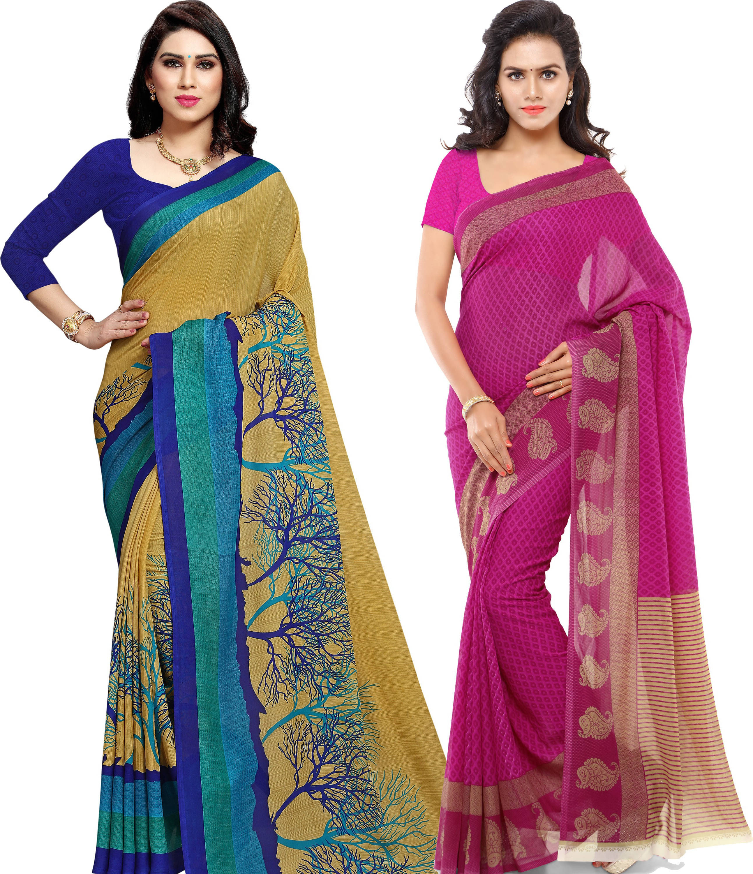     			ANAND SAREES Georgette Printed Saree With Unstitched Blouse Piece ( Multicolor )