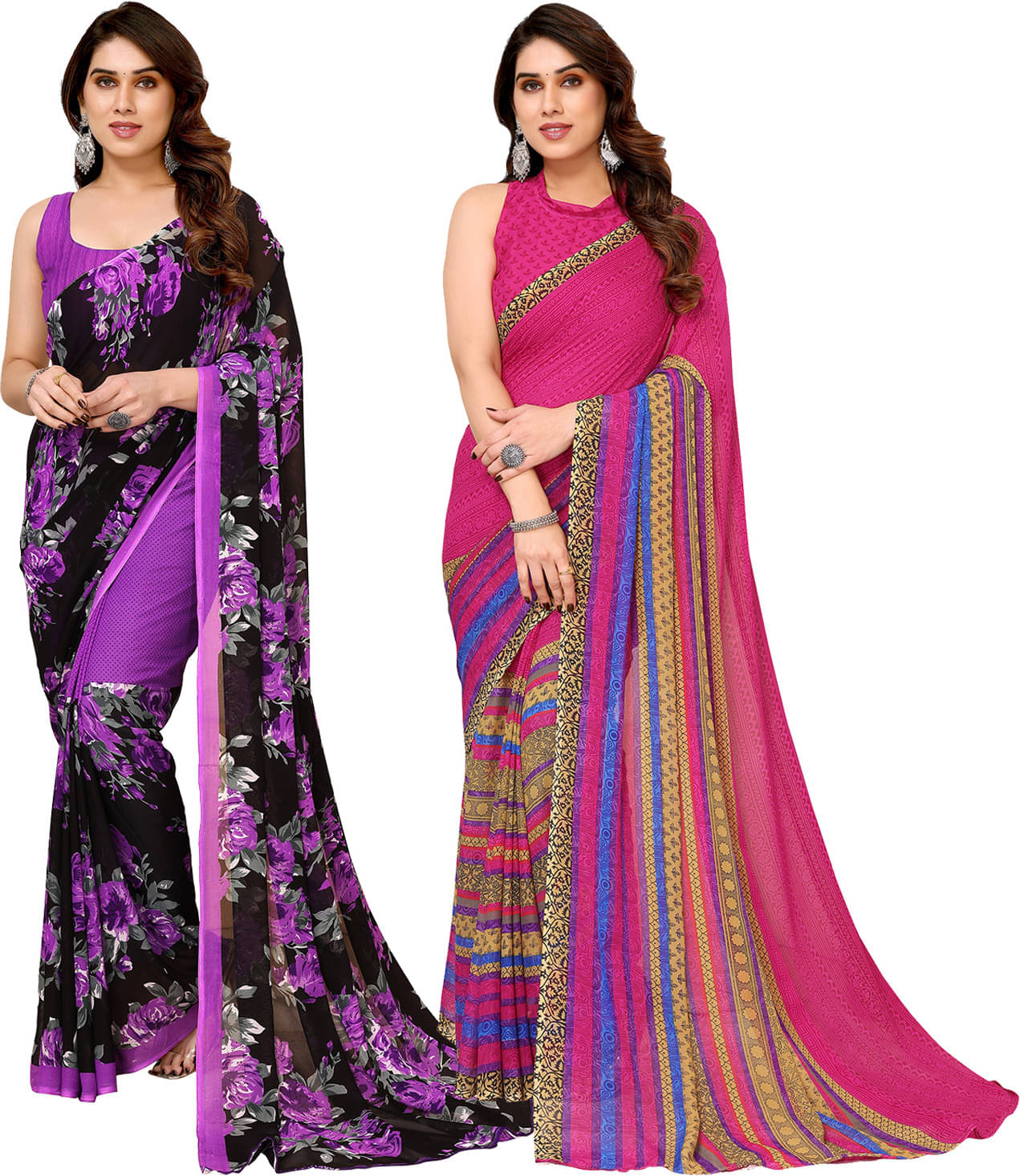 ANAND SAREES Georgette Printed Saree With Unstitched Blouse Piece ( Multicolor ) ANAND SAREES Georgette Printed Saree With Unstitched Blouse Piece ( Multicolor )