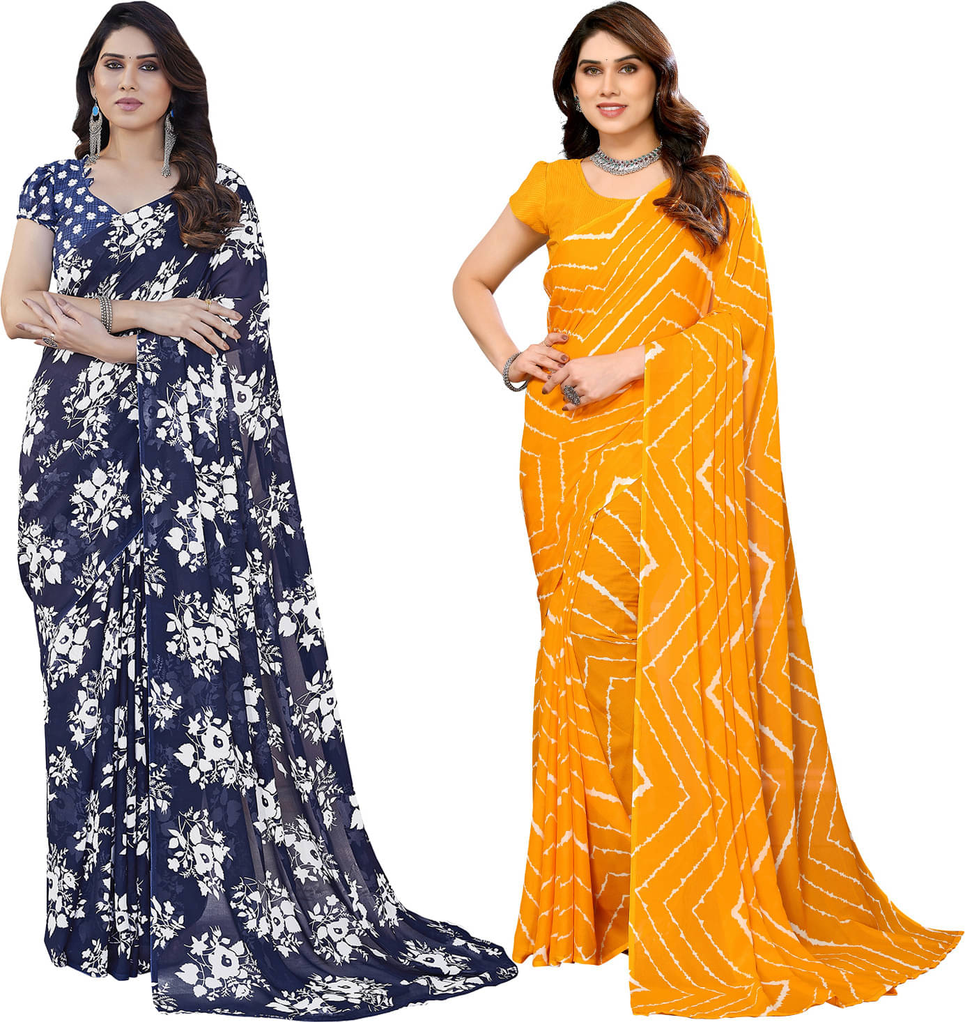 ANAND SAREES Georgette Printed Saree With Unstitched Blouse Piece ( Multicolor ) ANAND SAREES Georgette Printed Saree With Unstitched Blouse Piece ( Multicolor )