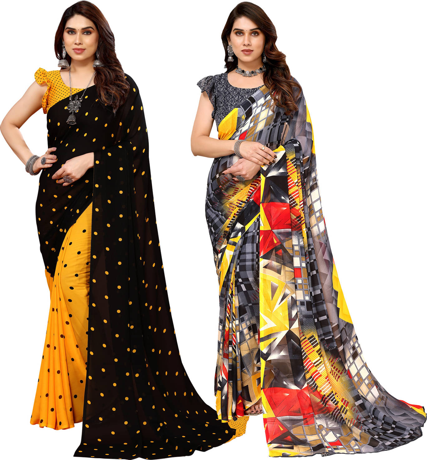 ANAND SAREES Georgette Printed Saree With Unstitched Blouse Piece ( Multicolor ) ANAND SAREES Georgette Printed Saree With Unstitched Blouse Piece ( Multicolor )