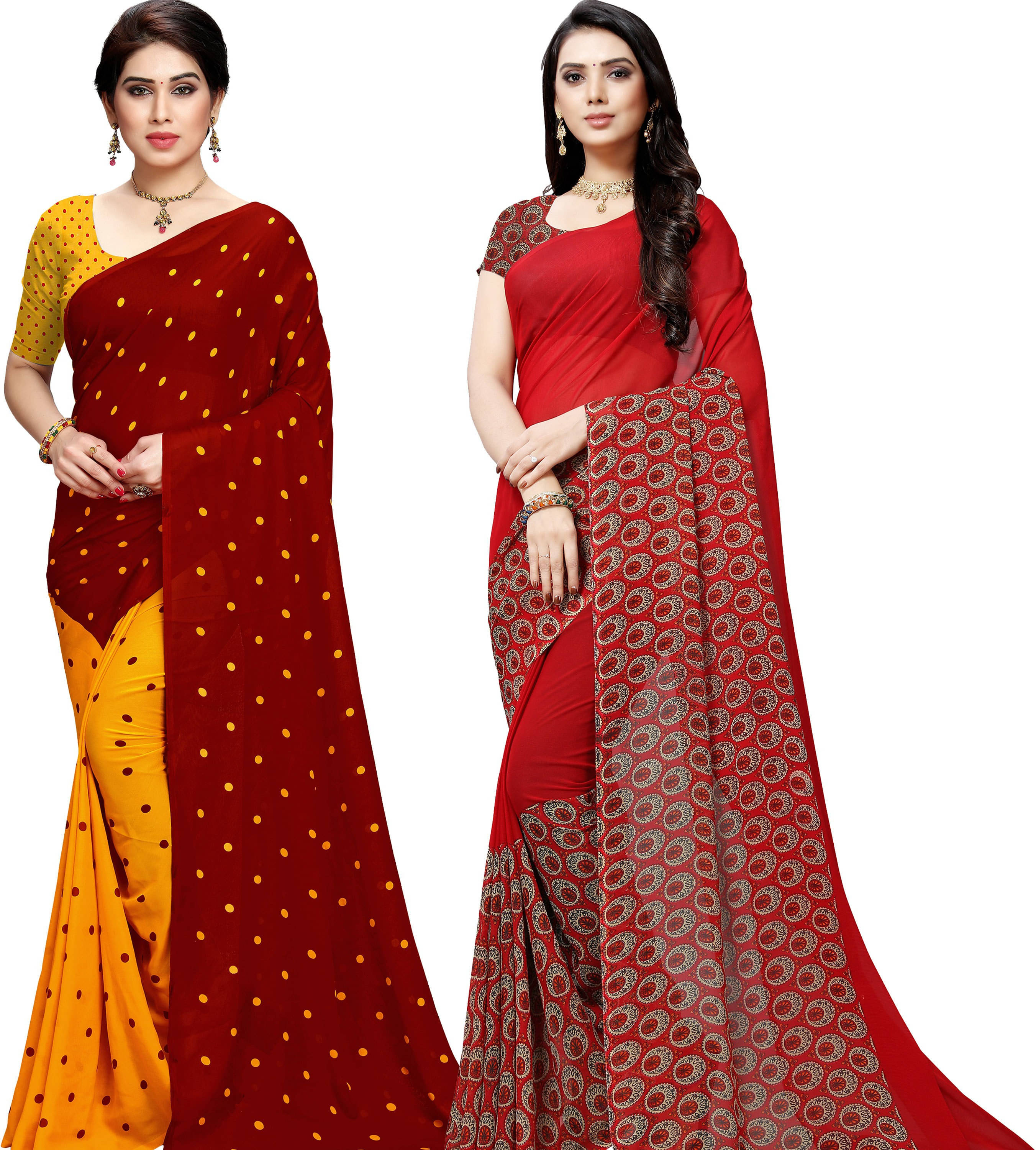     			ANAND SAREES Georgette Printed Saree With Unstitched Blouse Piece ( Multicolor )