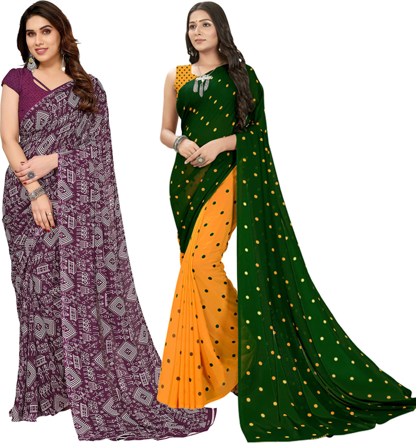     			ANAND SAREES Georgette Printed Saree With Unstitched Blouse Piece ( Multicolor )