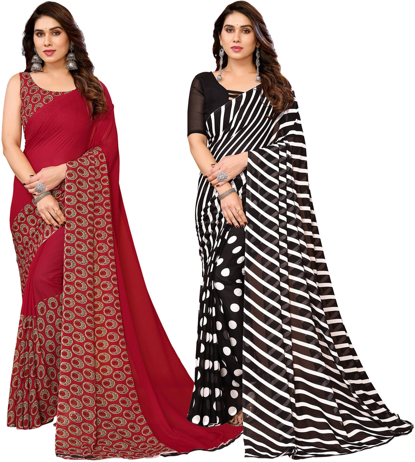ANAND SAREES Georgette Printed Saree With Unstitched Blouse Piece ( Multicolor ) ANAND SAREES Georgette Printed Saree With Unstitched Blouse Piece ( Multicolor )