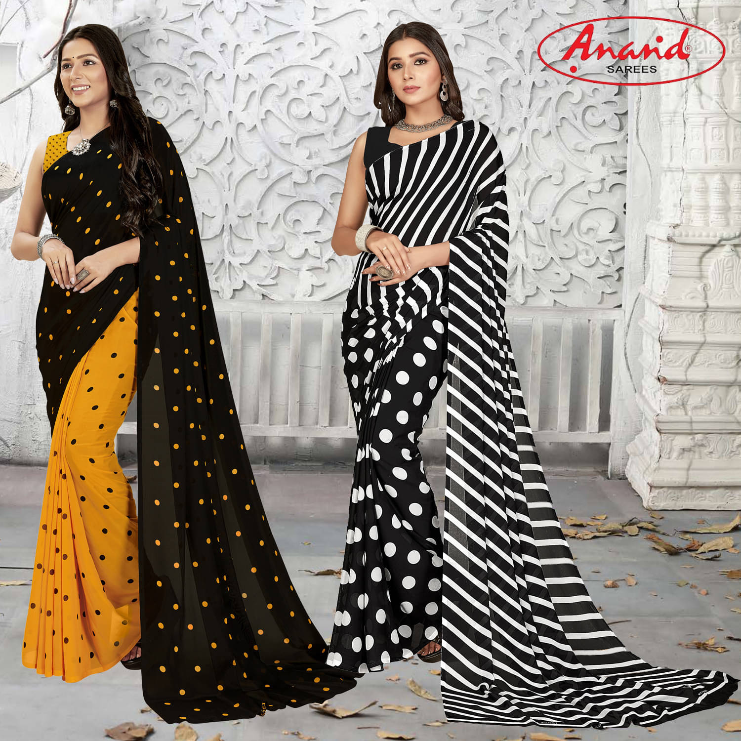     			ANAND SAREES Georgette Printed Saree With Unstitched Blouse Piece ( Multicolor )