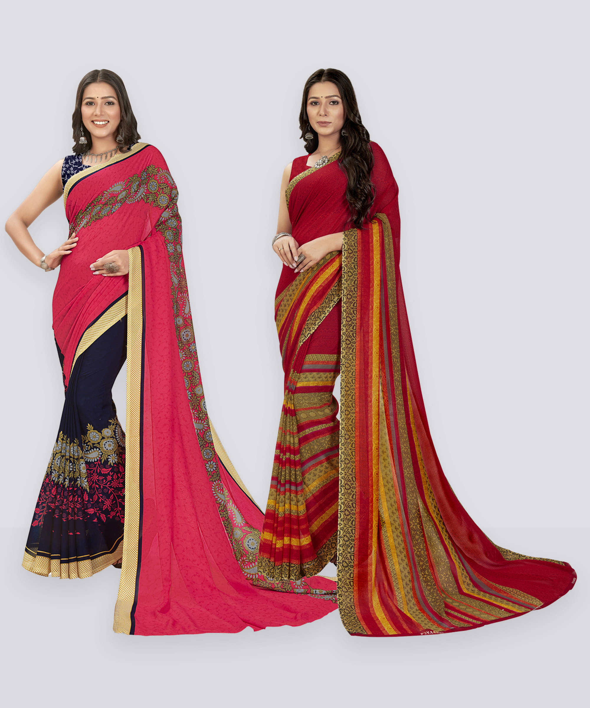 ANAND SAREES Georgette Printed Saree With Unstitched Blouse Piece ( Red ) ANAND SAREES Georgette Printed Saree With Unstitched Blouse Piece ( Red )