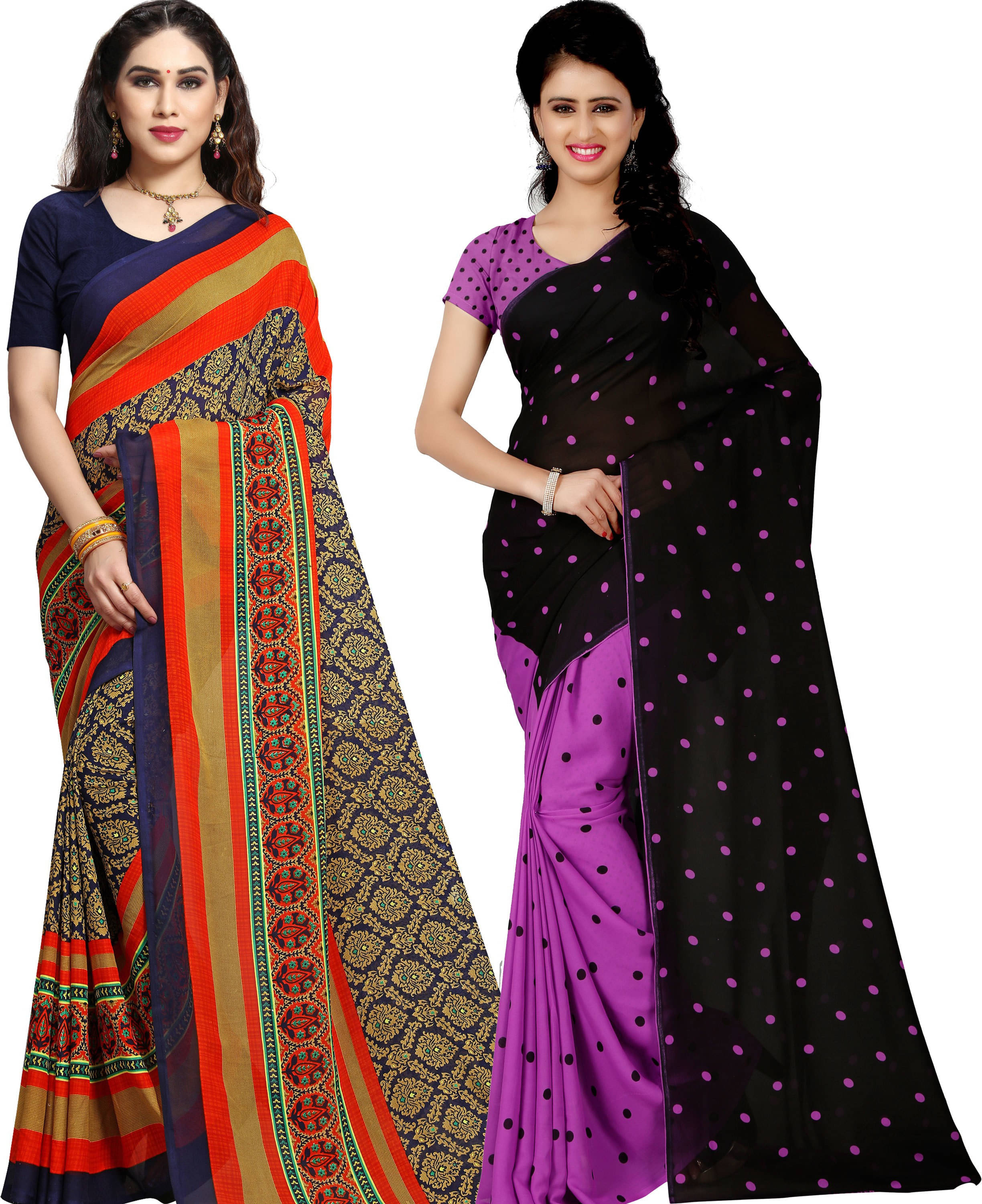     			ANAND SAREES Georgette Printed Saree With Unstitched Blouse Piece ( Multicolor )