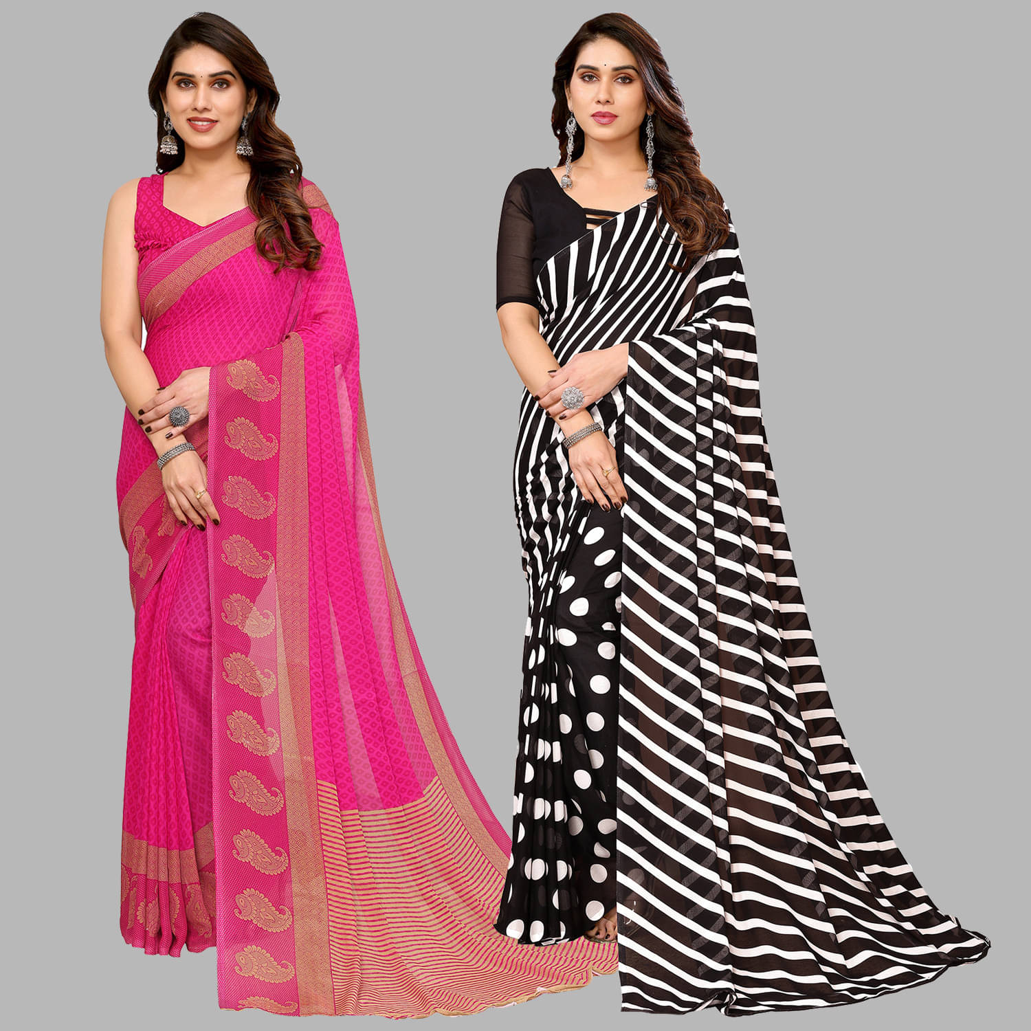     			ANAND SAREES Georgette Printed Saree With Unstitched Blouse Piece ( Multicolor )