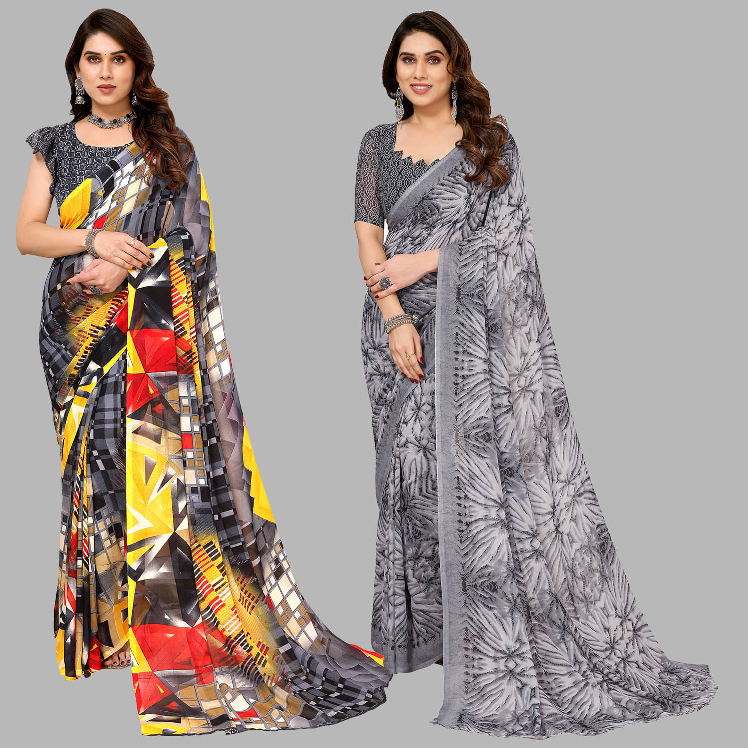 ANAND SAREES Georgette Printed Saree With Unstitched Blouse Piece ( Multicolor ) ANAND SAREES Georgette Printed Saree With Unstitched Blouse Piece ( Multicolor )