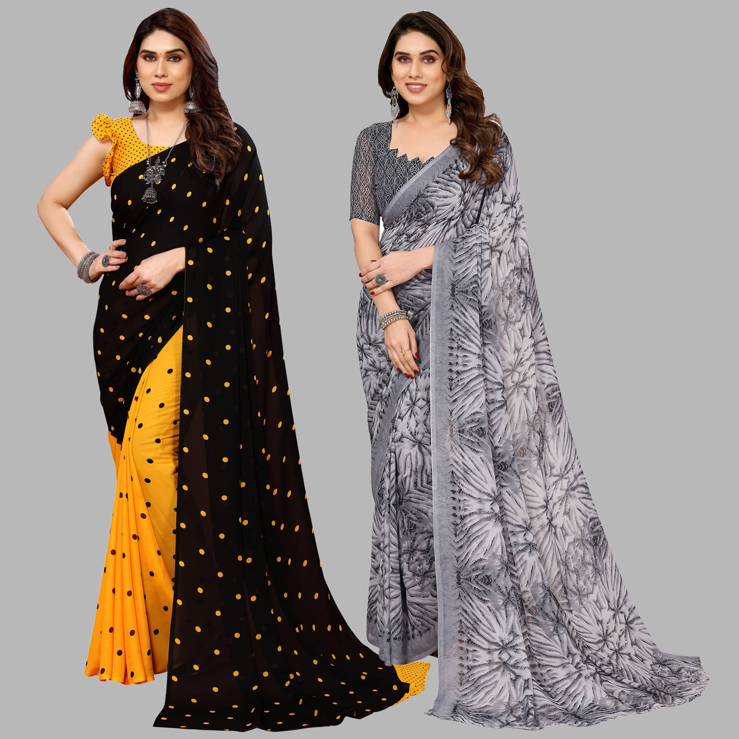     			ANAND SAREES Georgette Printed Saree With Unstitched Blouse Piece ( Multicolor )