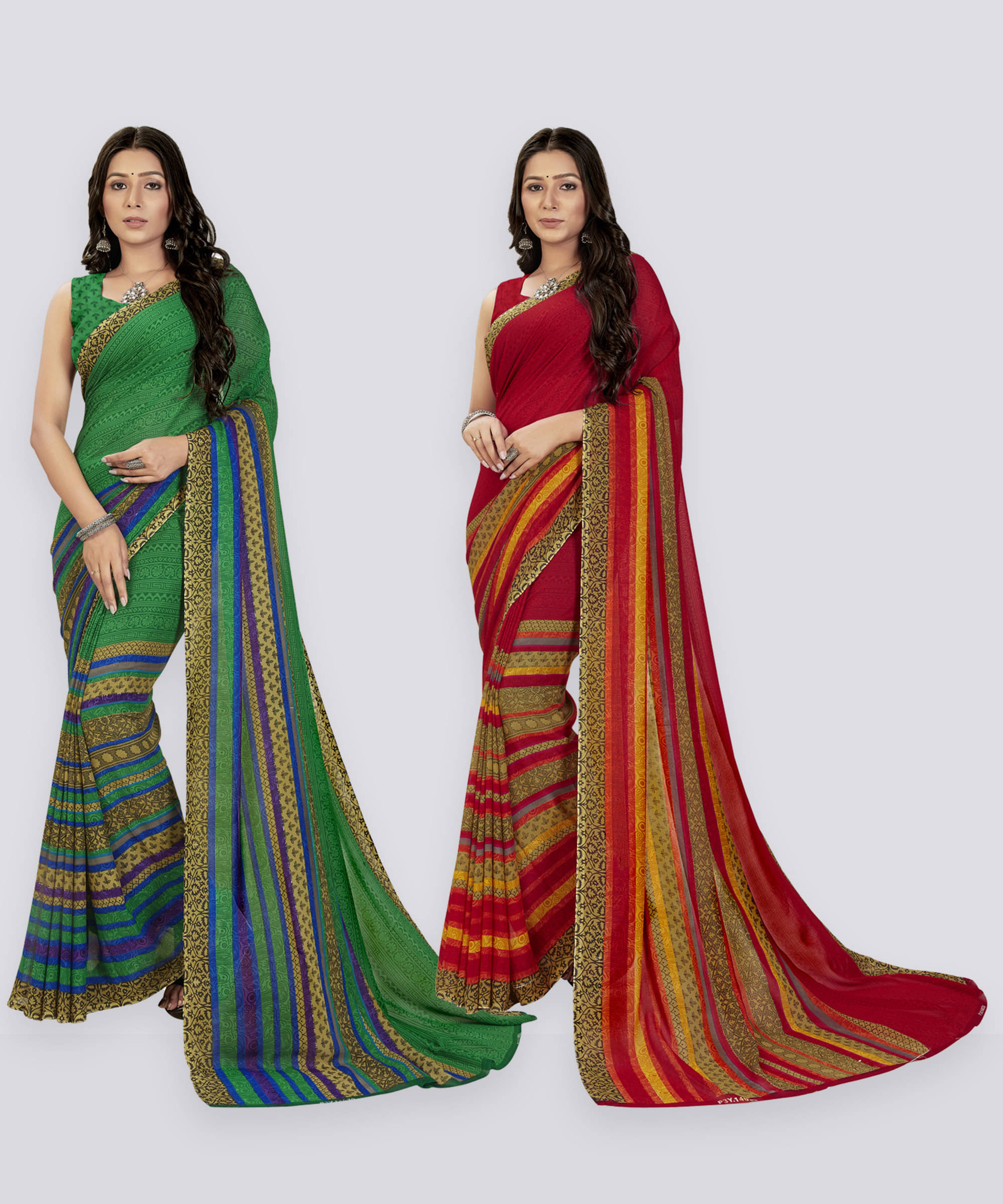 ANAND SAREES Georgette Printed Saree With Unstitched Blouse Piece ( Red )     			ANAND SAREES Georgette Printed Saree With Unstitched Blouse Piece ( Red )