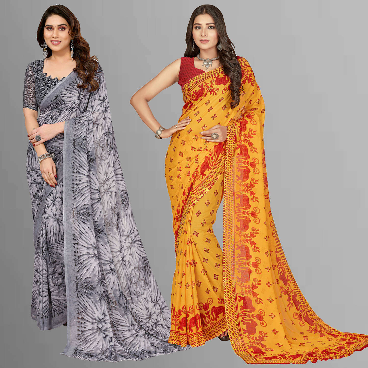     			ANAND SAREES Georgette Printed Saree With Unstitched Blouse Piece ( Multicolor )