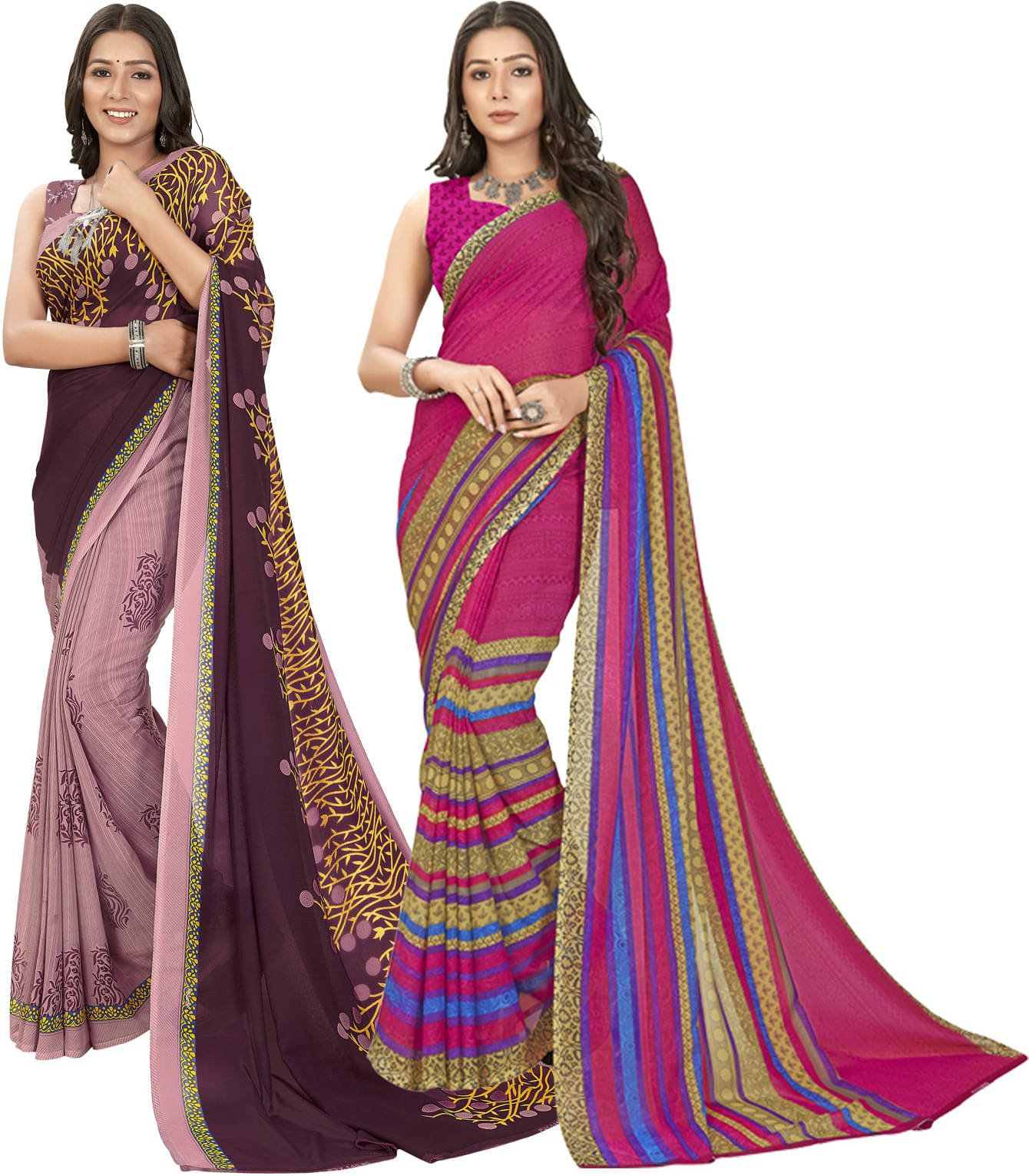     			ANAND SAREES Georgette Printed Saree With Unstitched Blouse Piece ( Multicolor )