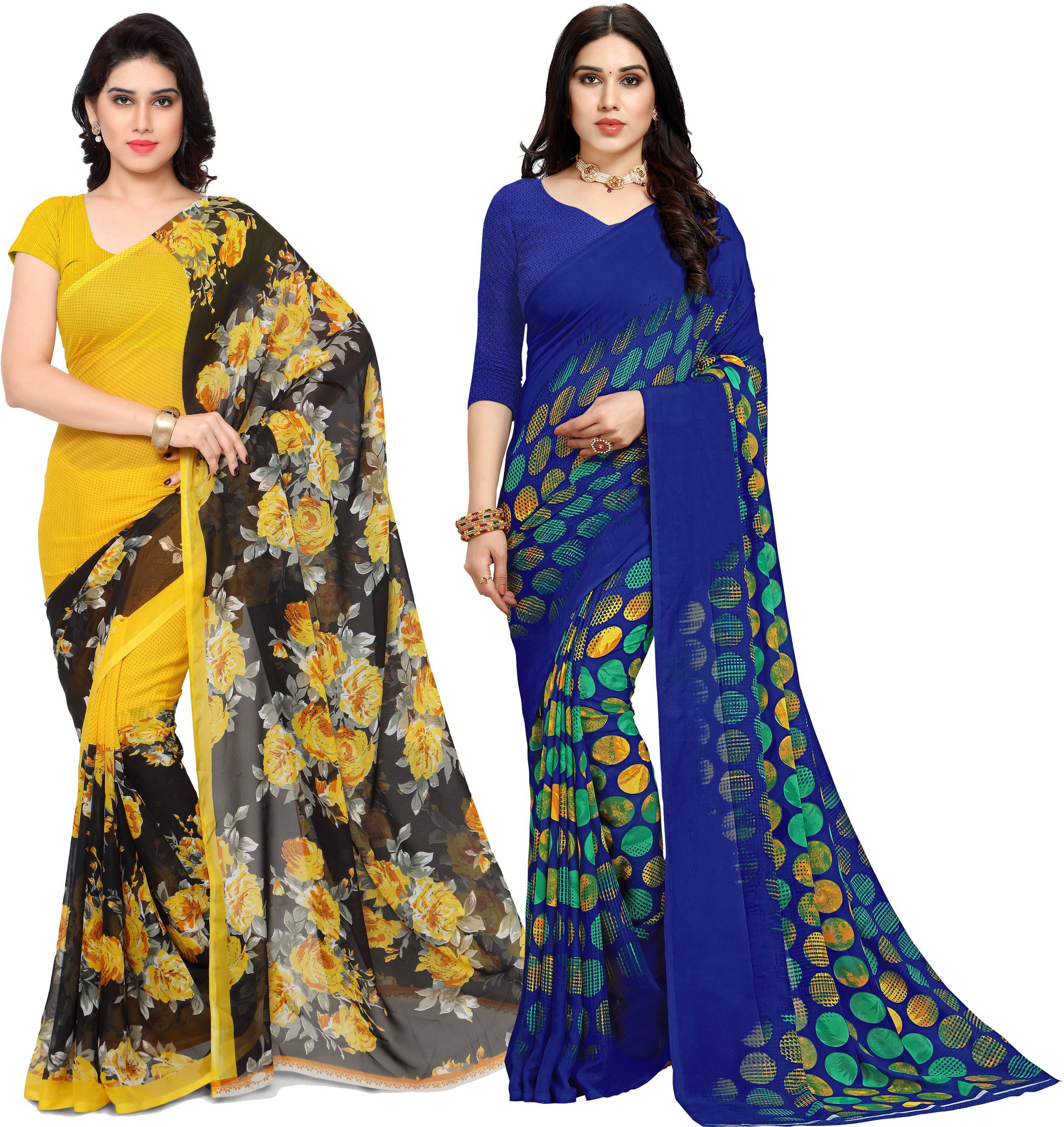 ANAND SAREES Georgette Printed Saree With Unstitched Blouse Piece ( Multicolor )     			ANAND SAREES Georgette Printed Saree With Unstitched Blouse Piece ( Multicolor )