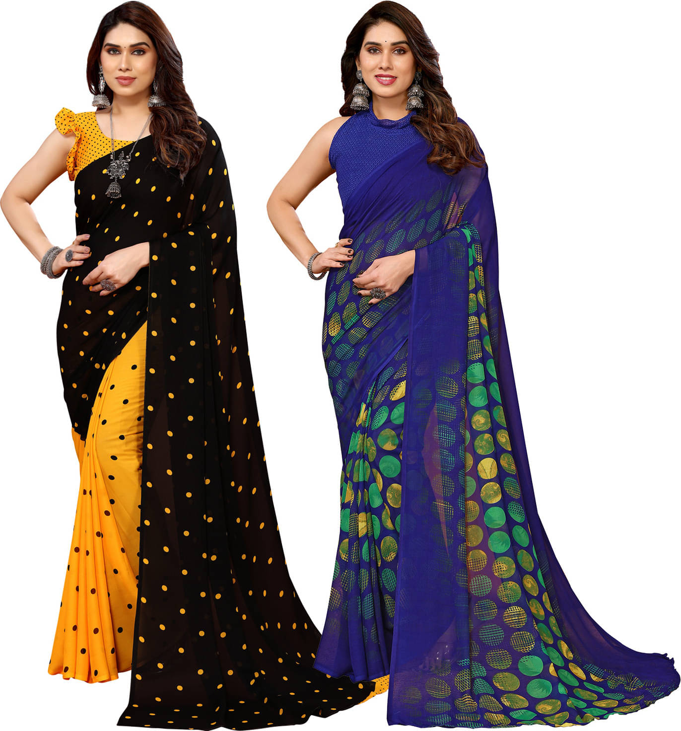     			ANAND SAREES Georgette Printed Saree With Unstitched Blouse Piece ( Multicolor )