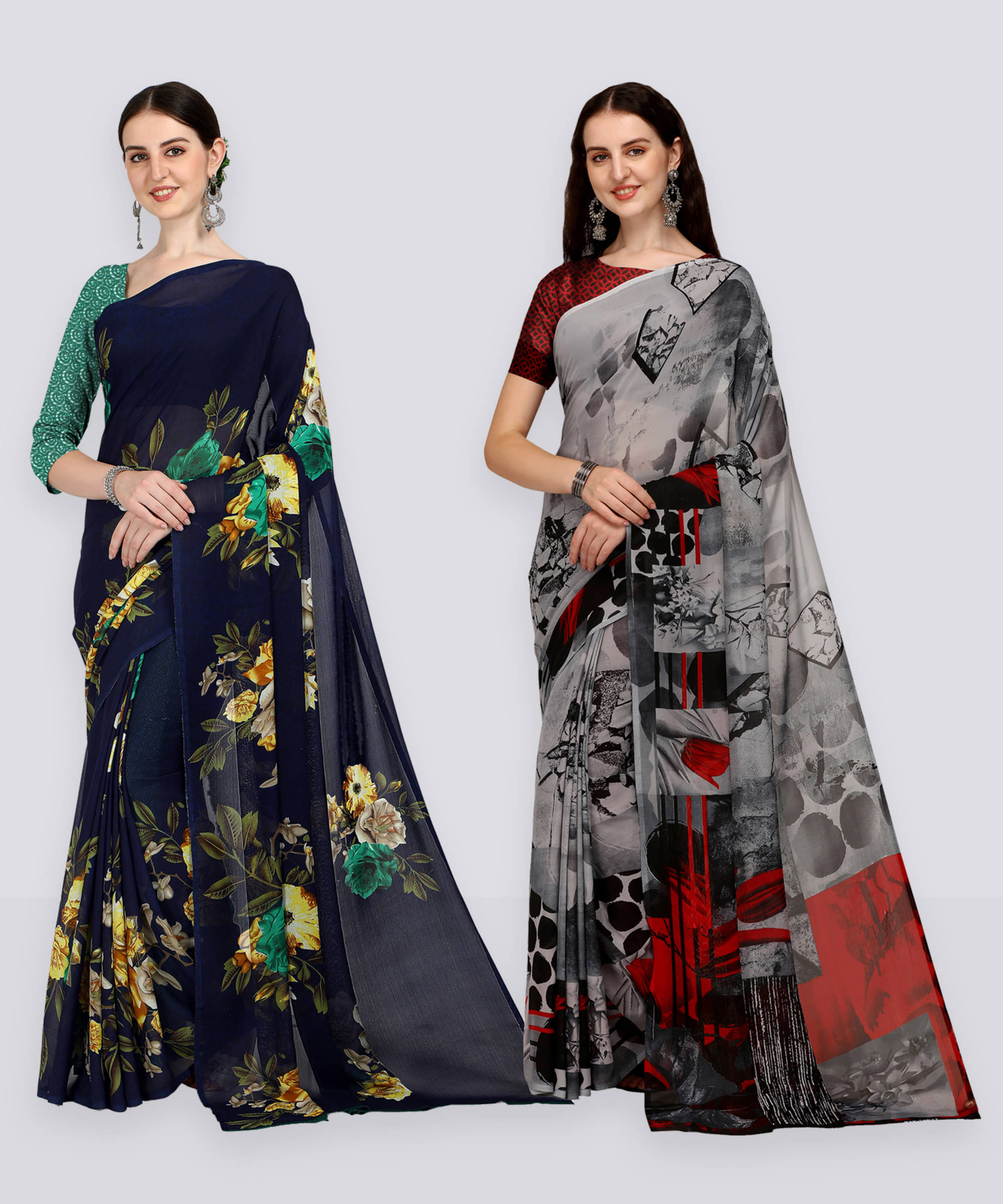 ANAND SAREES Georgette Printed Saree With Unstitched Blouse Piece ( Multicolor ) ANAND SAREES Georgette Printed Saree With Unstitched Blouse Piece ( Multicolor )