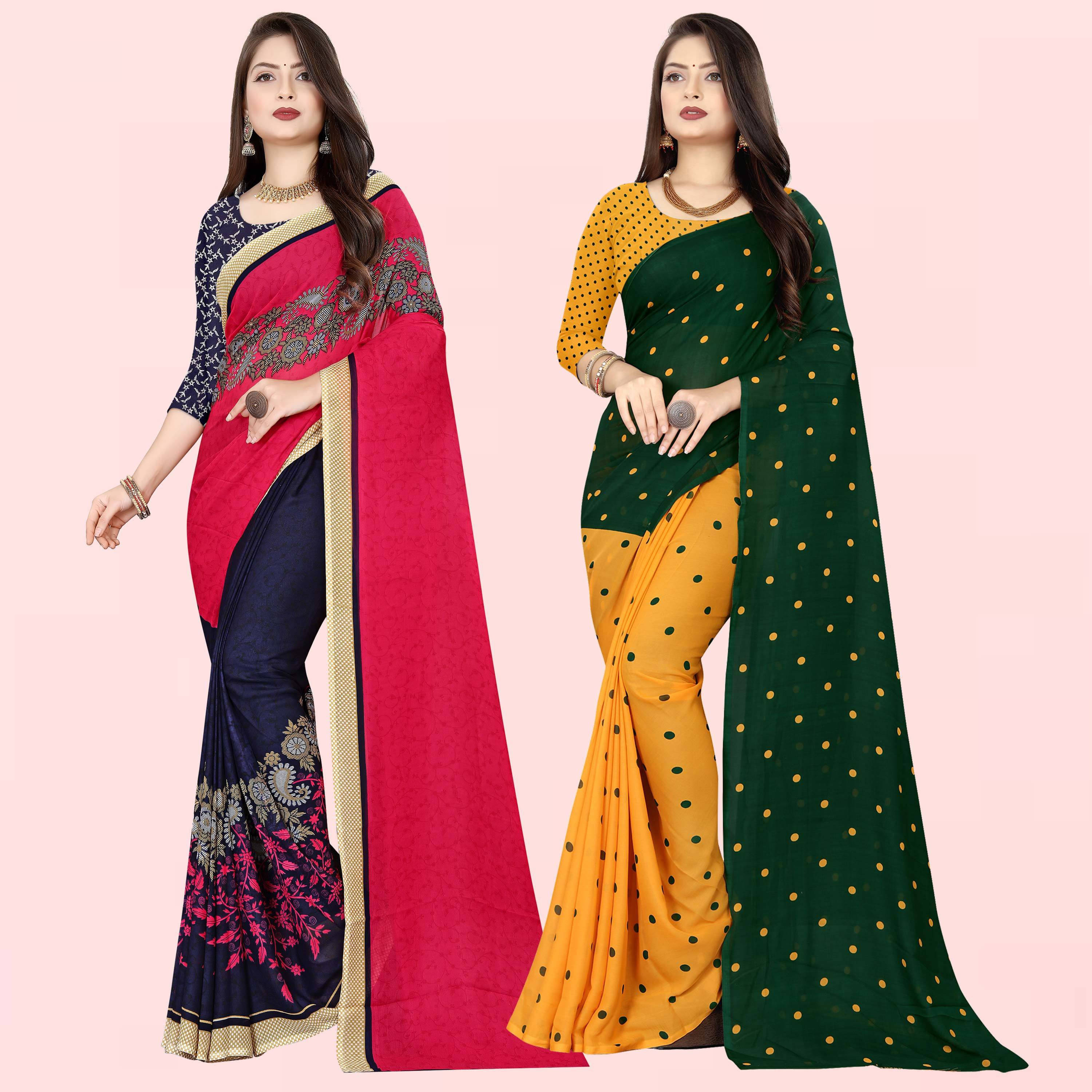 ANAND SAREES Georgette Printed Saree With Unstitched Blouse Piece ( Multicolor )     			ANAND SAREES Georgette Printed Saree With Unstitched Blouse Piece ( Multicolor )
