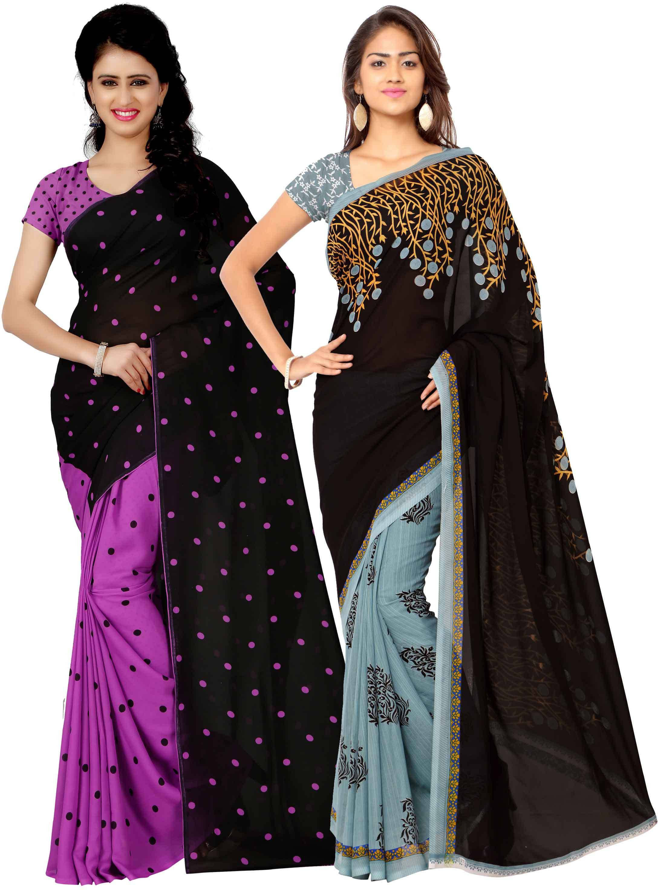     			ANAND SAREES Georgette Printed Saree With Unstitched Blouse Piece ( Black )