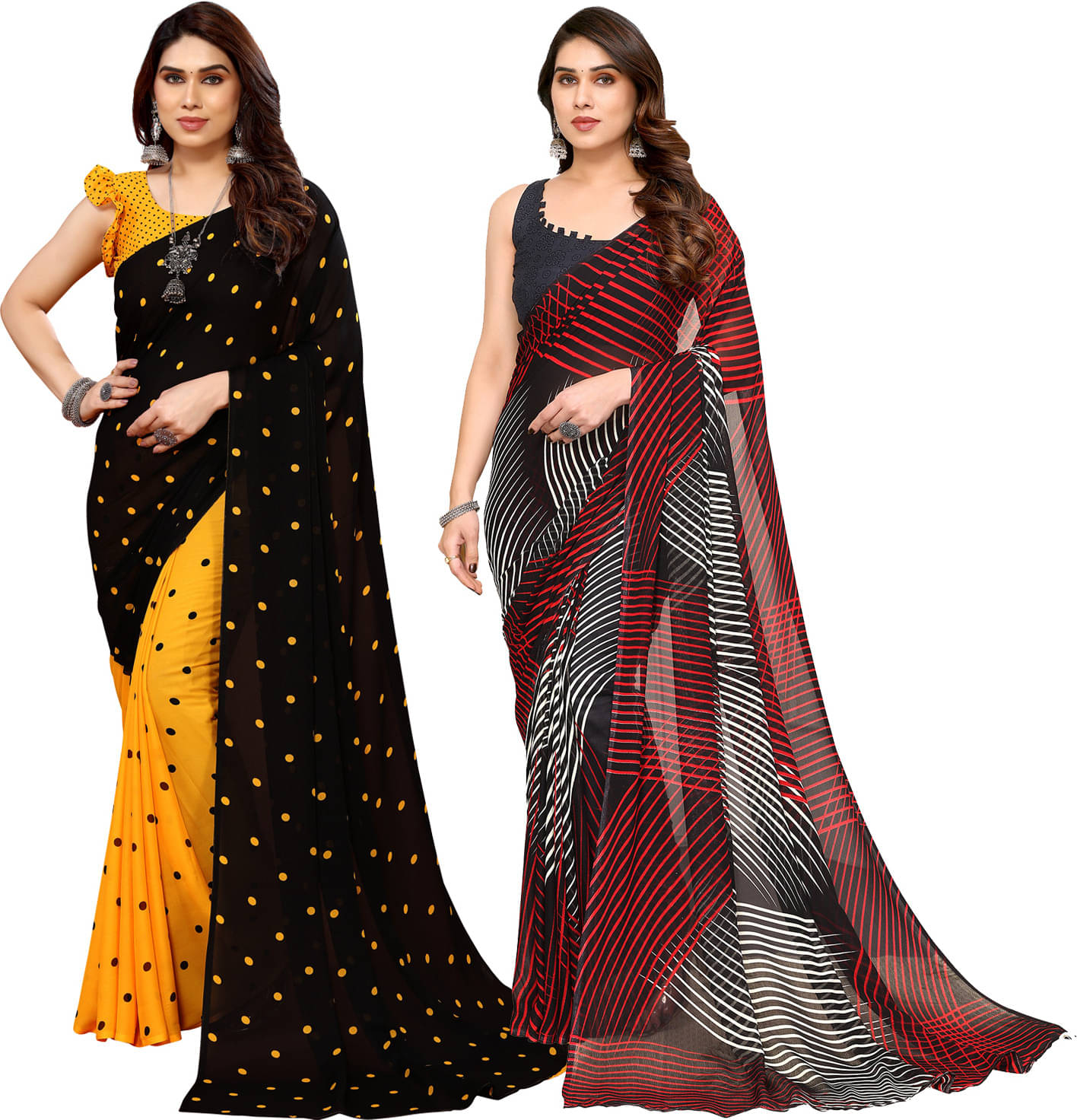 ANAND SAREES Georgette Printed Saree With Unstitched Blouse Piece ( Multicolor ) ANAND SAREES Georgette Printed Saree With Unstitched Blouse Piece ( Multicolor )