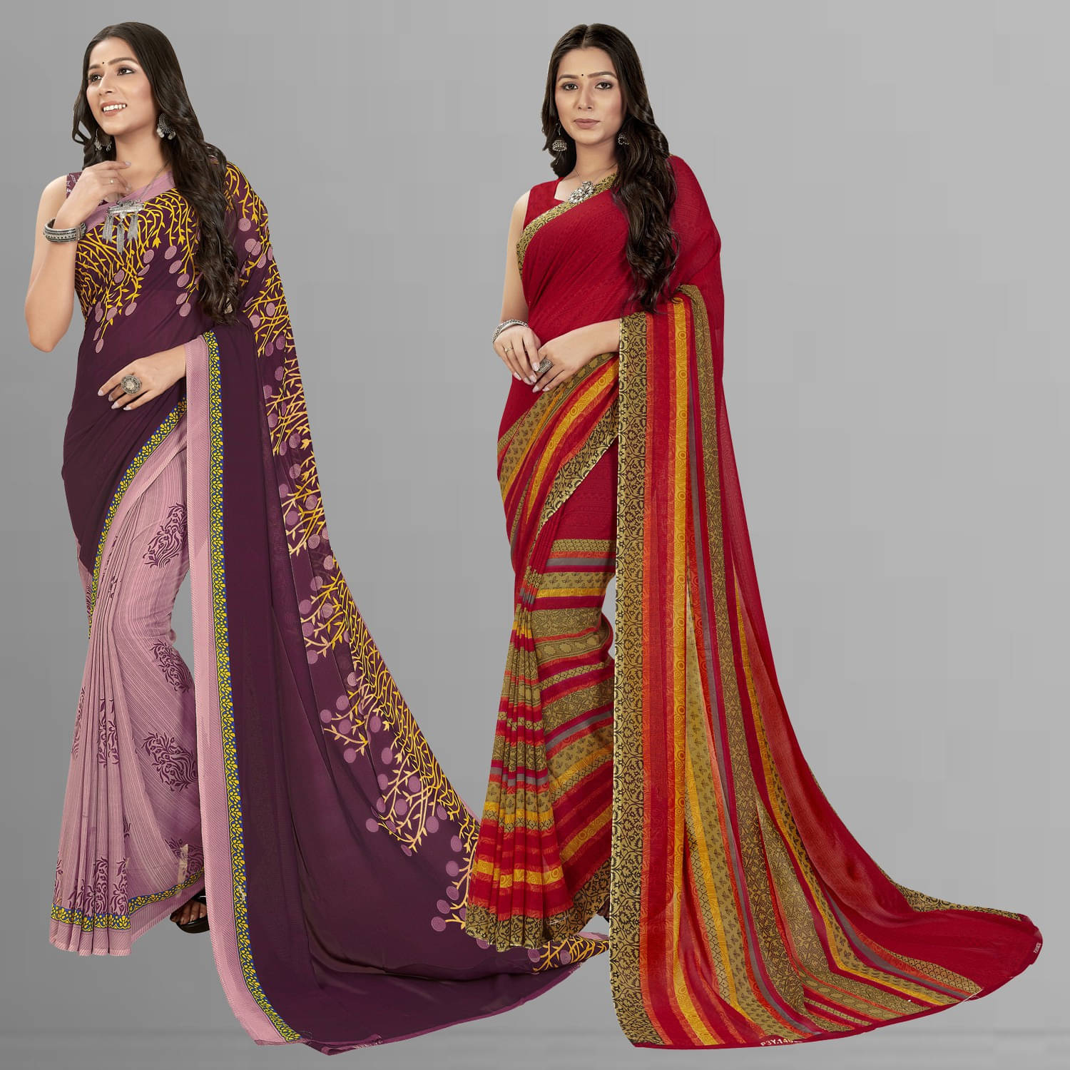     			ANAND SAREES Georgette Printed Saree With Unstitched Blouse Piece ( Purple )