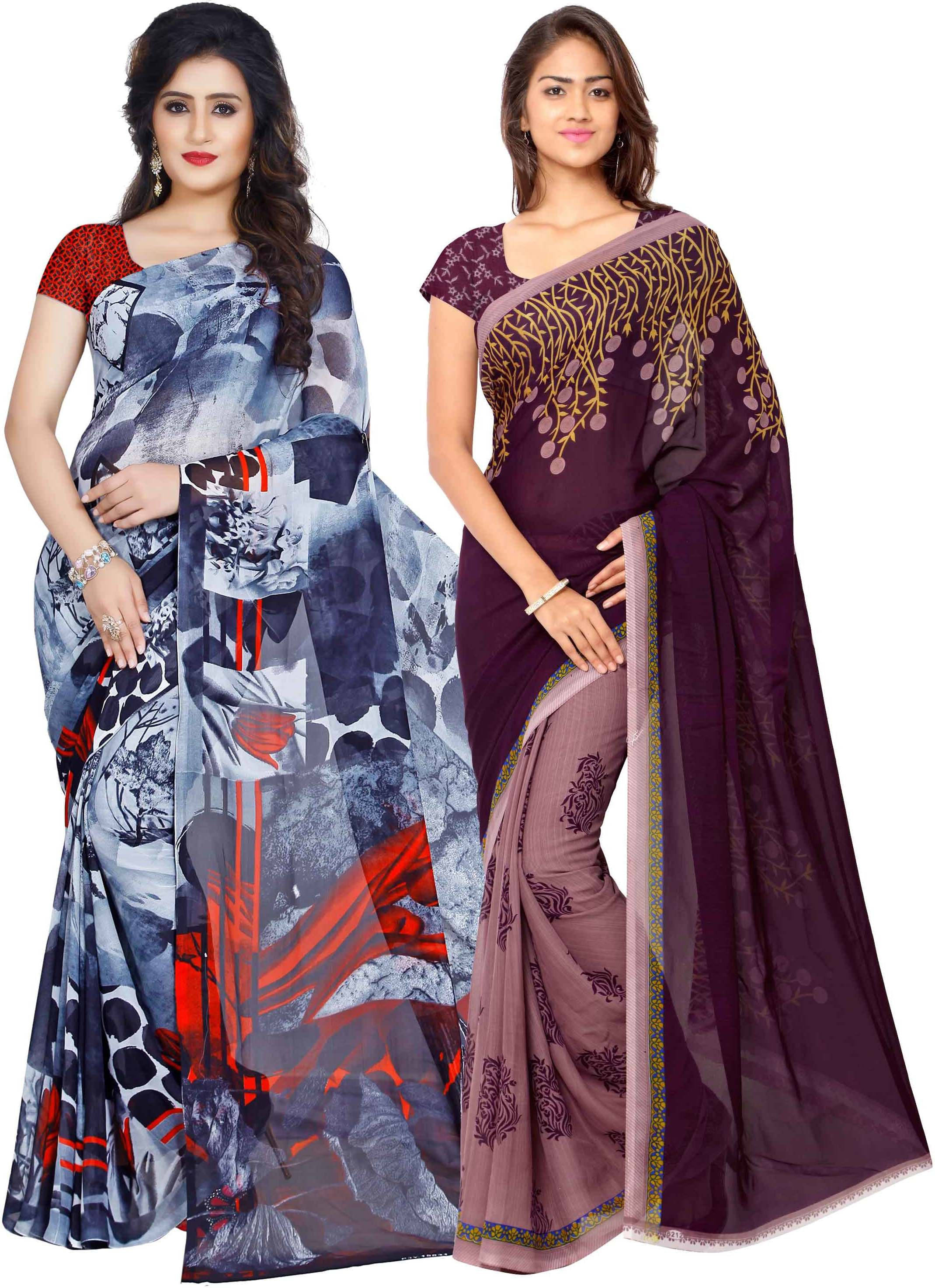     			ANAND SAREES Georgette Printed Saree With Unstitched Blouse Piece ( Magenta )