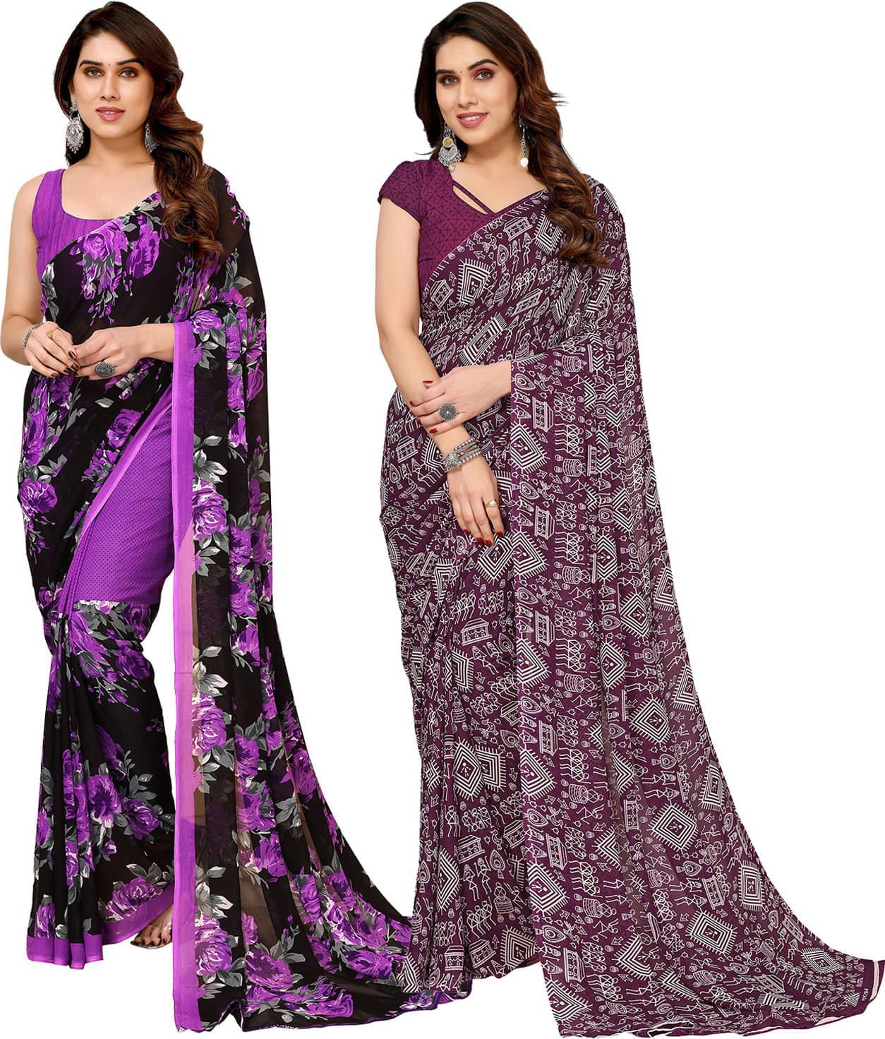 ANAND SAREES Georgette Printed Saree With Unstitched Blouse Piece ( Multicolor ) ANAND SAREES Georgette Printed Saree With Unstitched Blouse Piece ( Multicolor )