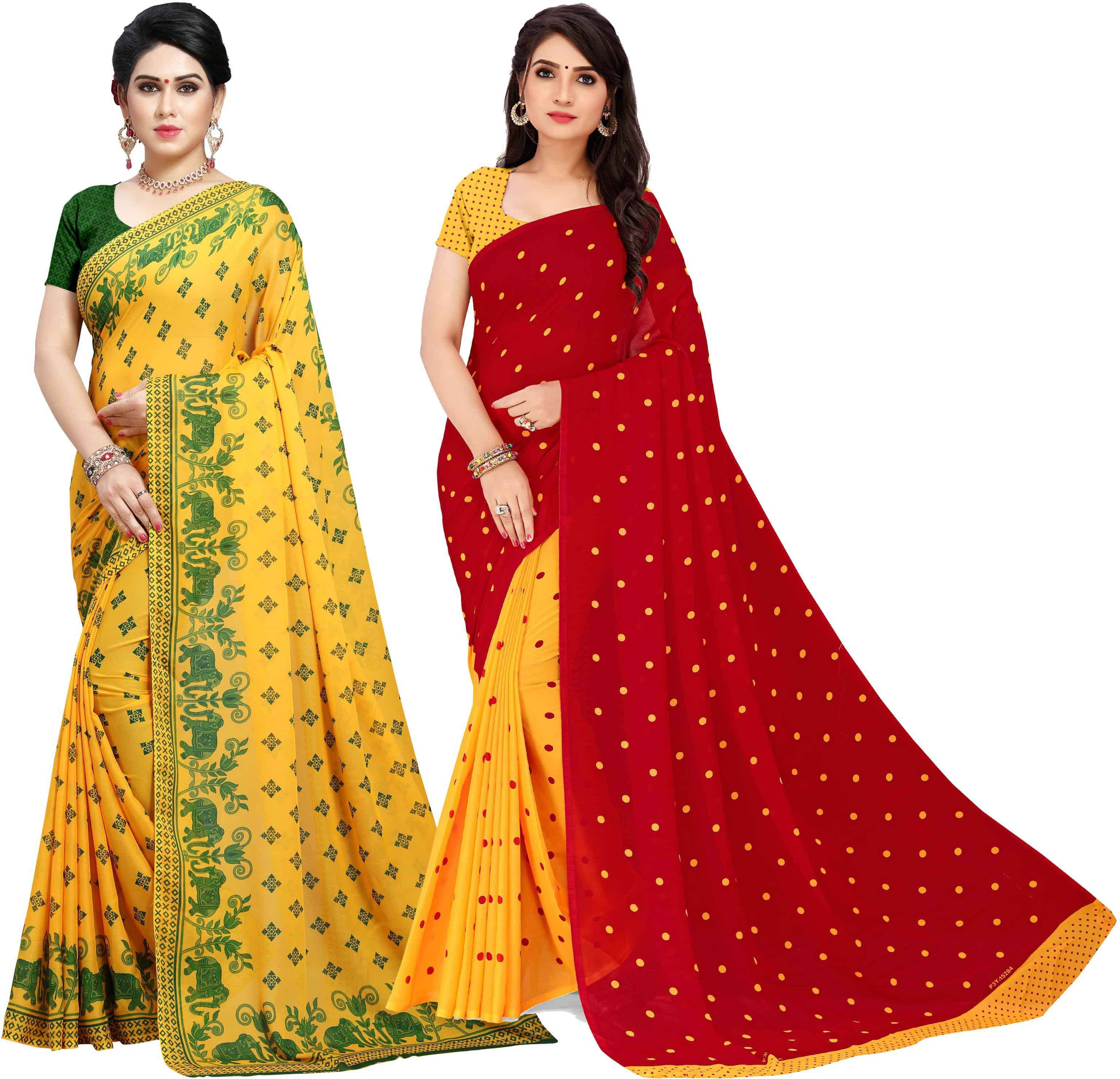 ANAND SAREES Georgette Printed Saree With Unstitched Blouse Piece ( Multicolor ) ANAND SAREES Georgette Printed Saree With Unstitched Blouse Piece ( Multicolor )