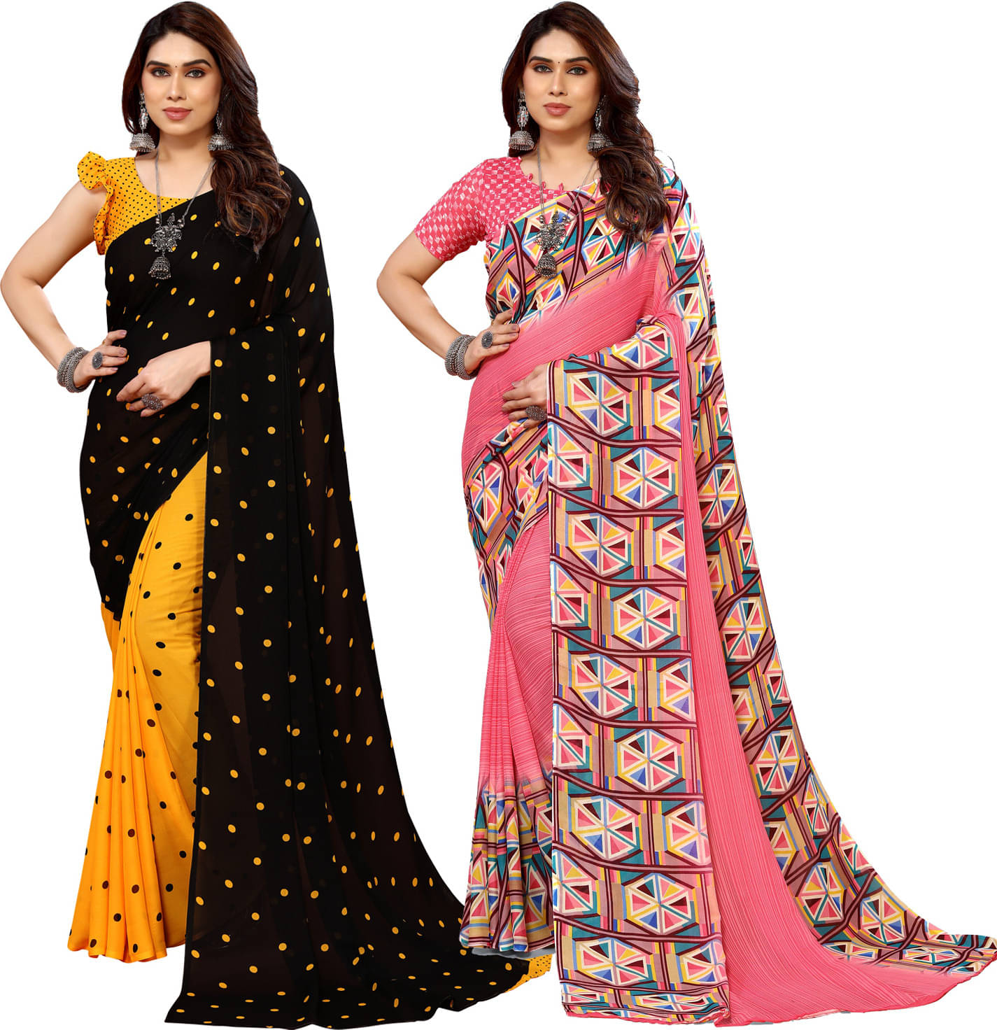     			ANAND SAREES Georgette Printed Saree With Unstitched Blouse Piece ( Multicolor )