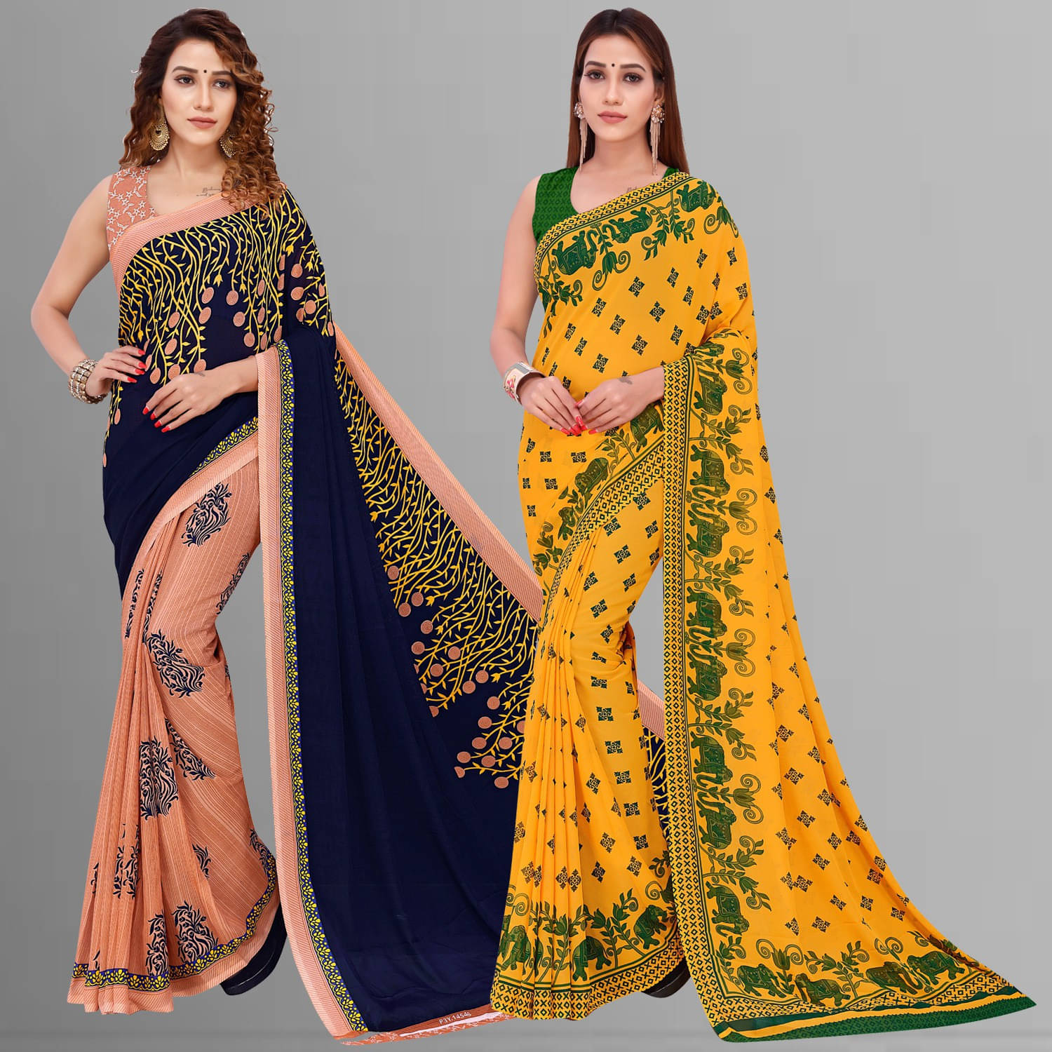     			ANAND SAREES Georgette Printed Saree With Unstitched Blouse Piece ( Multicolor )