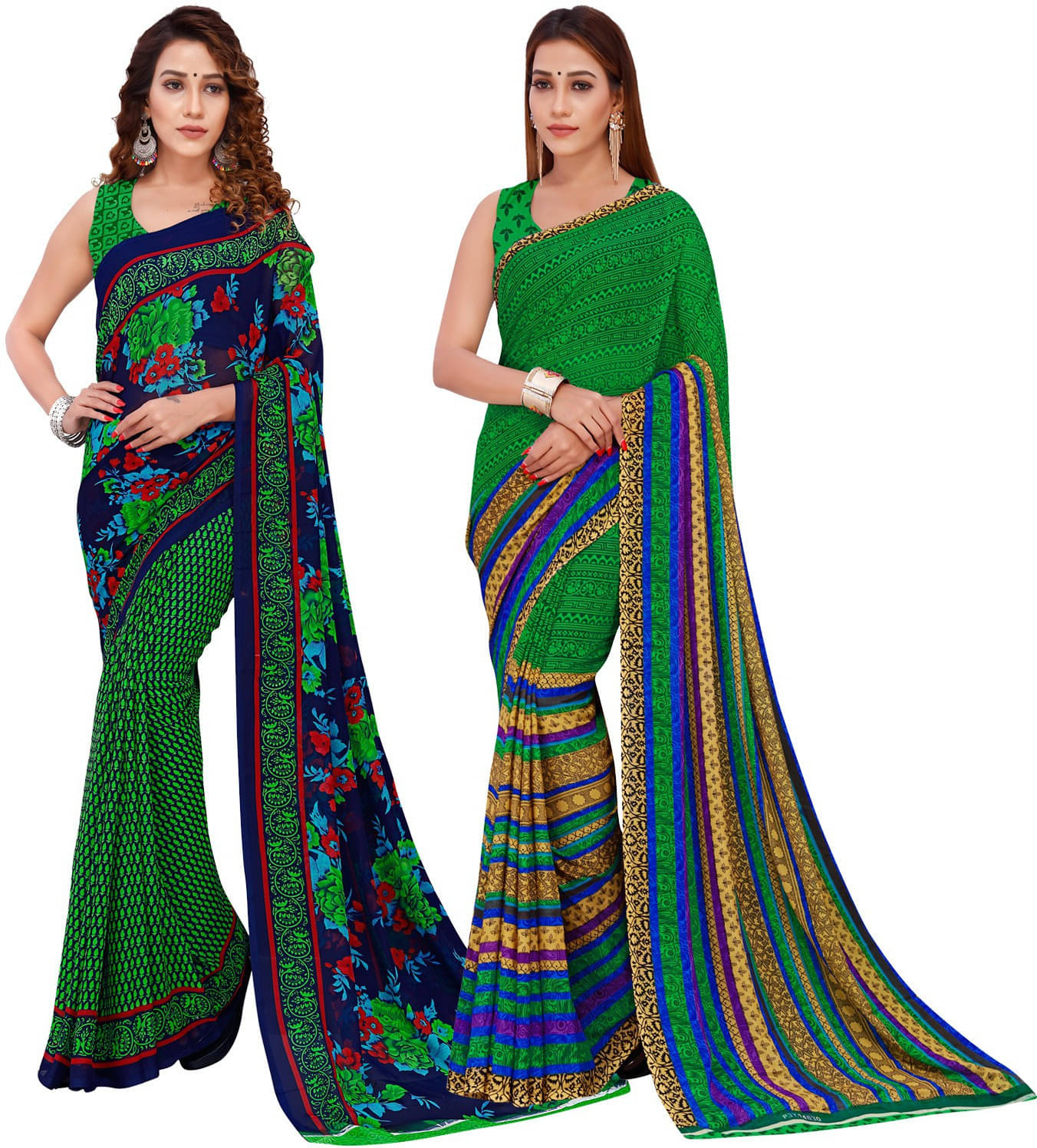     			ANAND SAREES Georgette Printed Saree With Unstitched Blouse Piece ( Multicolor )