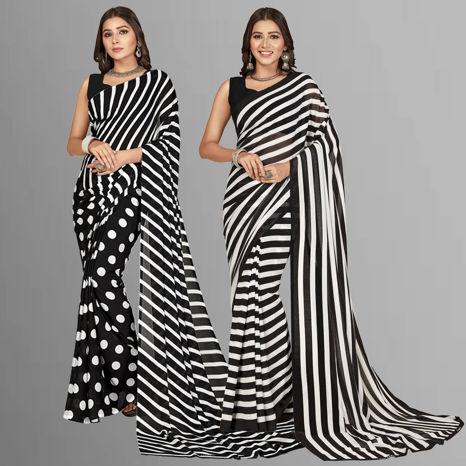     			ANAND SAREES Georgette Printed Saree With Unstitched Blouse Piece ( Black )
