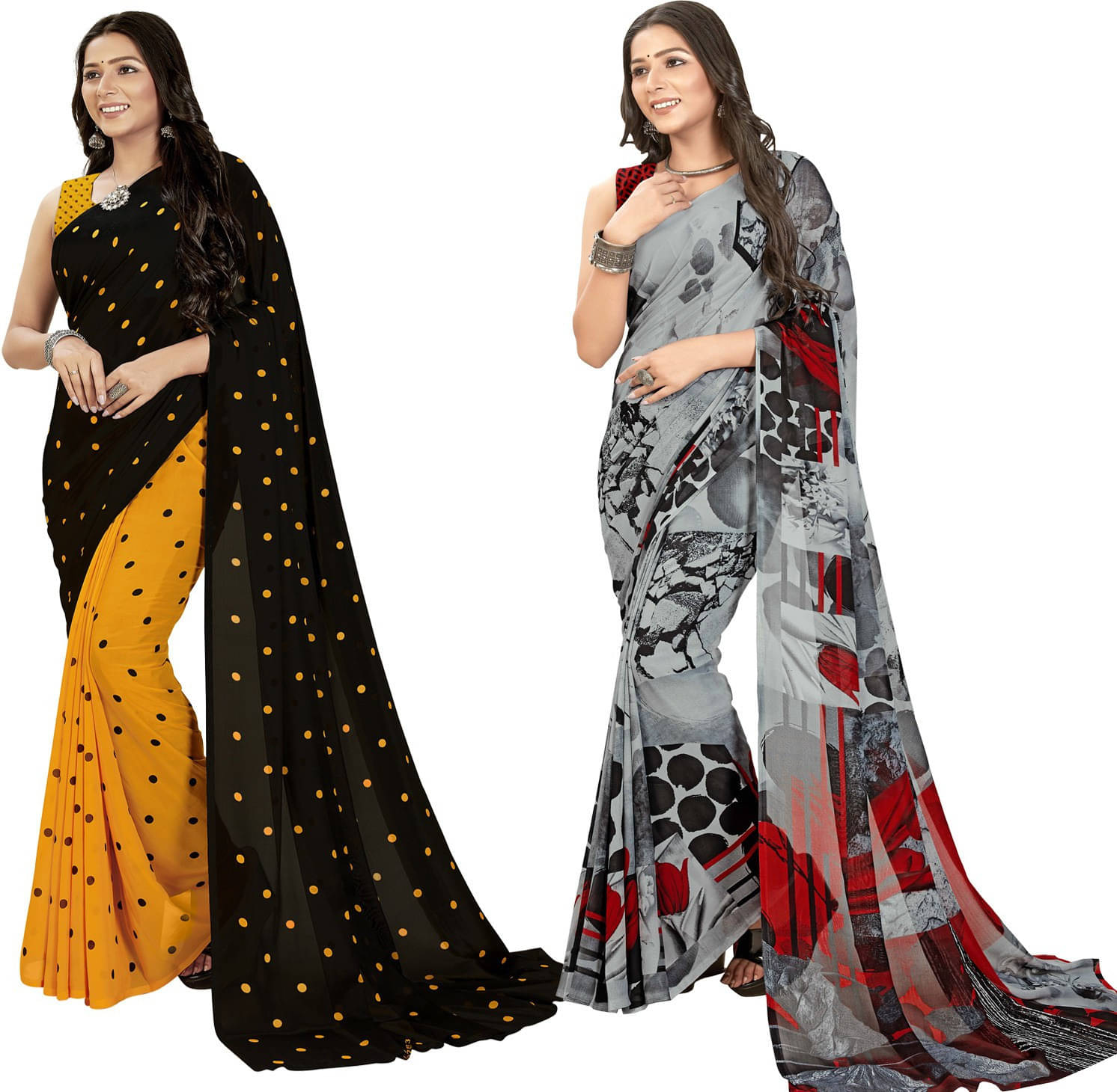 ANAND SAREES Georgette Printed Saree With Unstitched Blouse Piece ( Multicolor ) ANAND SAREES Georgette Printed Saree With Unstitched Blouse Piece ( Multicolor )