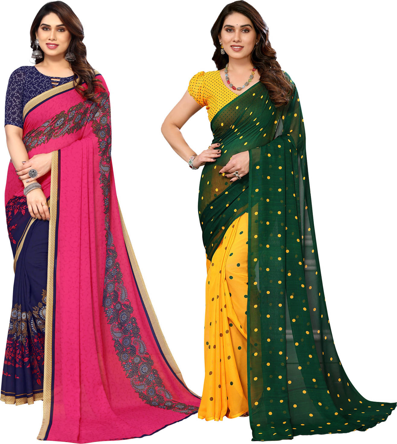 ANAND SAREES Georgette Printed Saree With Unstitched Blouse Piece ( Multicolor ) ANAND SAREES Georgette Printed Saree With Unstitched Blouse Piece ( Multicolor )