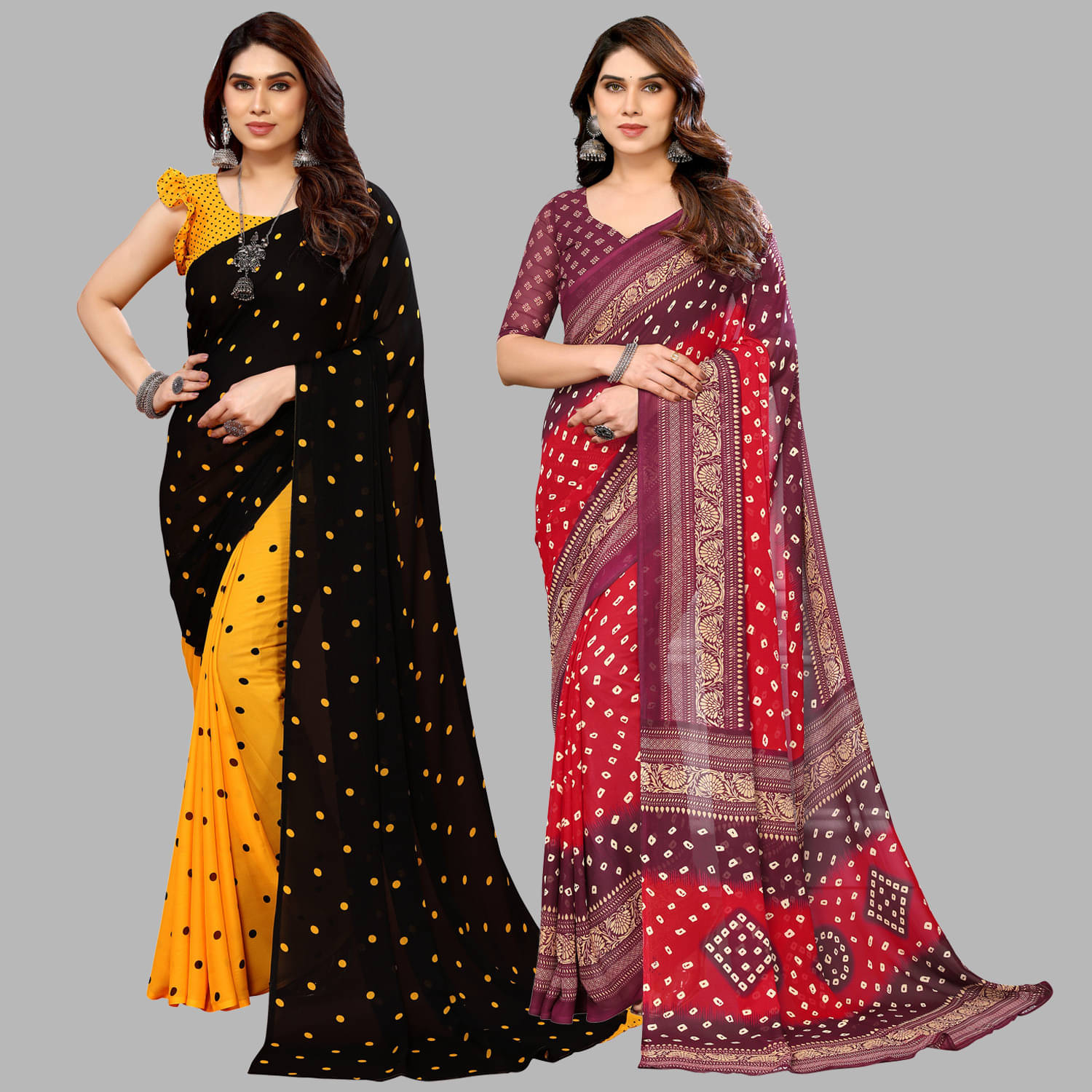 ANAND SAREES Georgette Printed Saree With Unstitched Blouse Piece ( Multicolor ) ANAND SAREES Georgette Printed Saree With Unstitched Blouse Piece ( Multicolor )