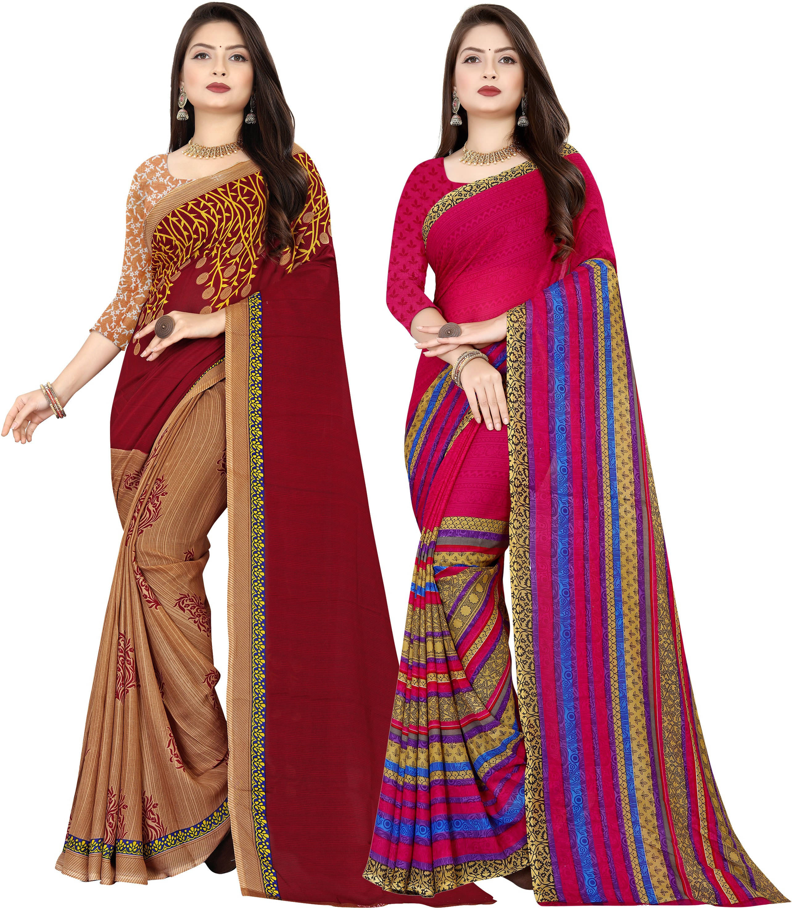     			ANAND SAREES Georgette Printed Saree With Unstitched Blouse Piece ( Multicolor )