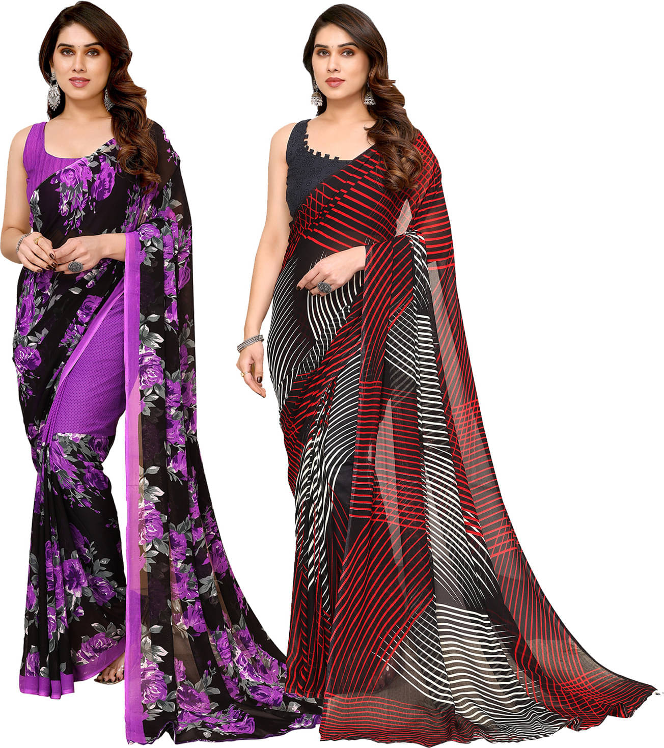     			ANAND SAREES Georgette Printed Saree With Unstitched Blouse Piece ( Multicolor )