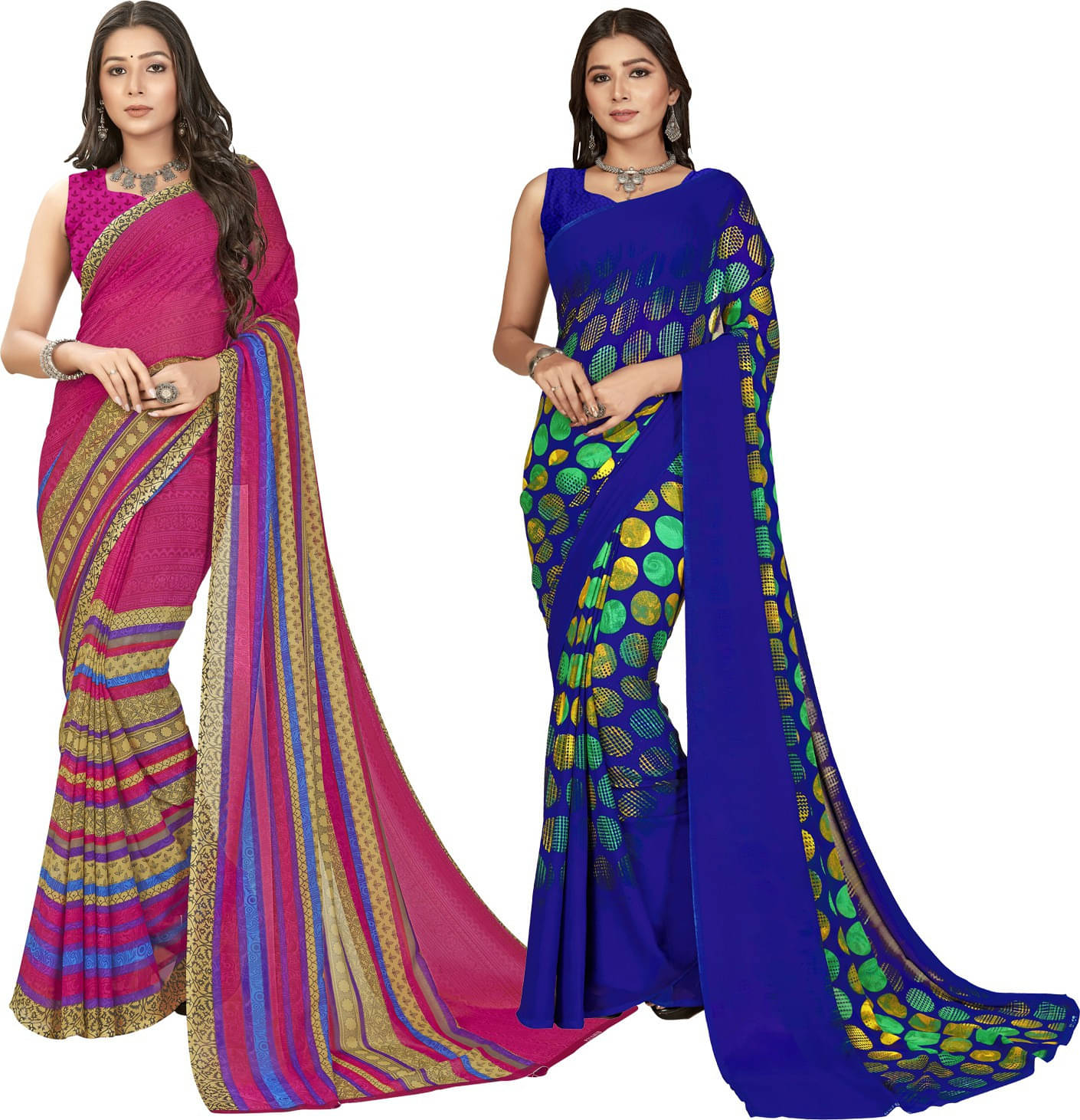 ANAND SAREES Georgette Printed Saree With Unstitched Blouse Piece ( Multicolor ) ANAND SAREES Georgette Printed Saree With Unstitched Blouse Piece ( Multicolor )