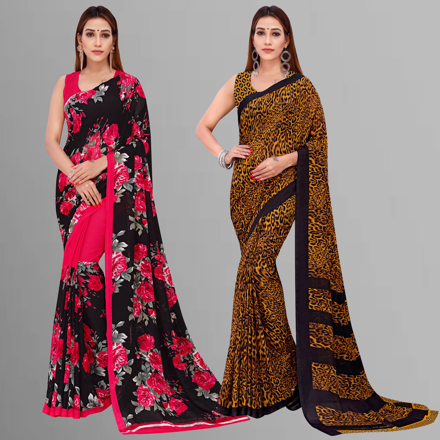     			ANAND SAREES Georgette Printed Saree With Unstitched Blouse Piece ( Multicolor )