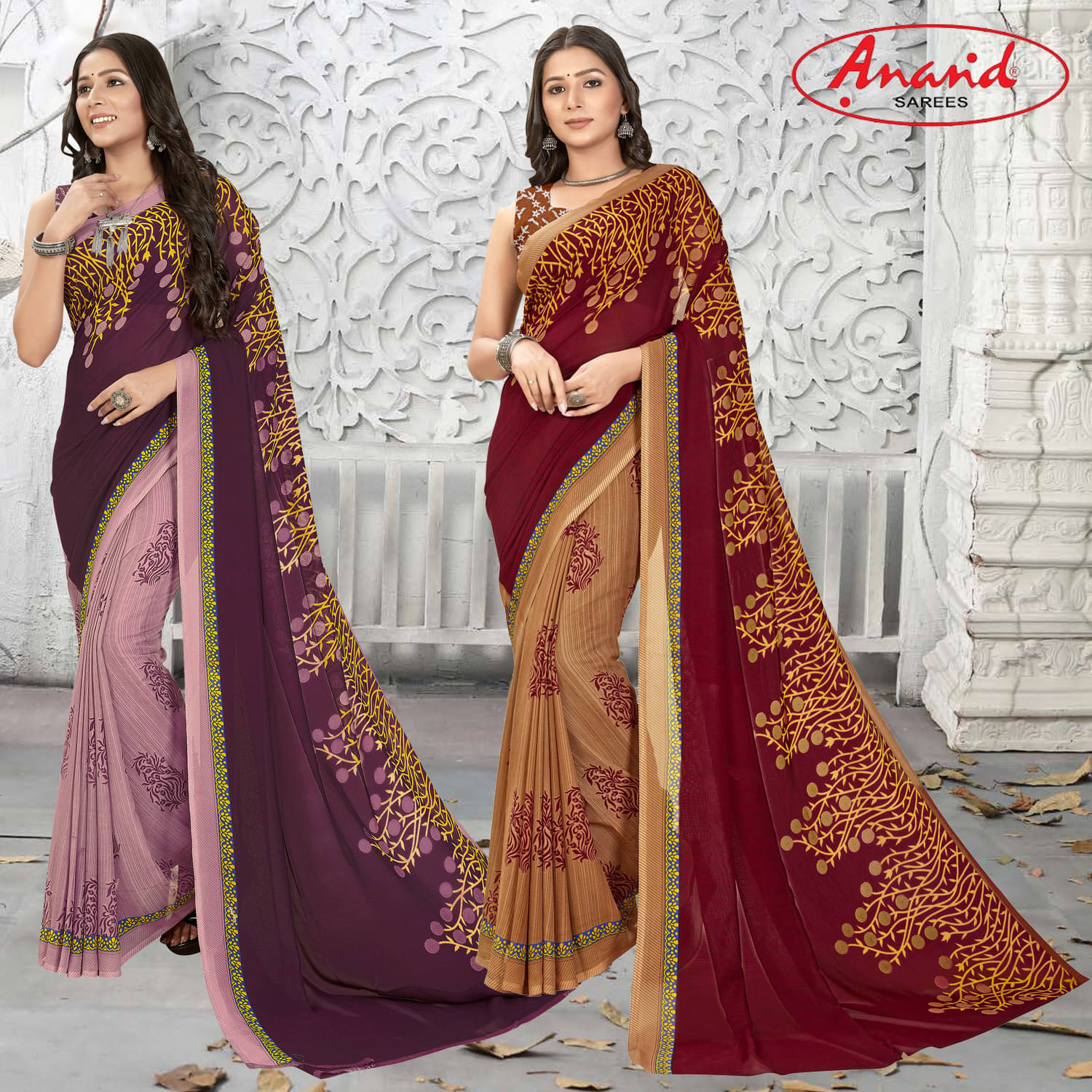 ANAND SAREES Georgette Printed Saree With Unstitched Blouse Piece ( Multicolor ) ANAND SAREES Georgette Printed Saree With Unstitched Blouse Piece ( Multicolor )