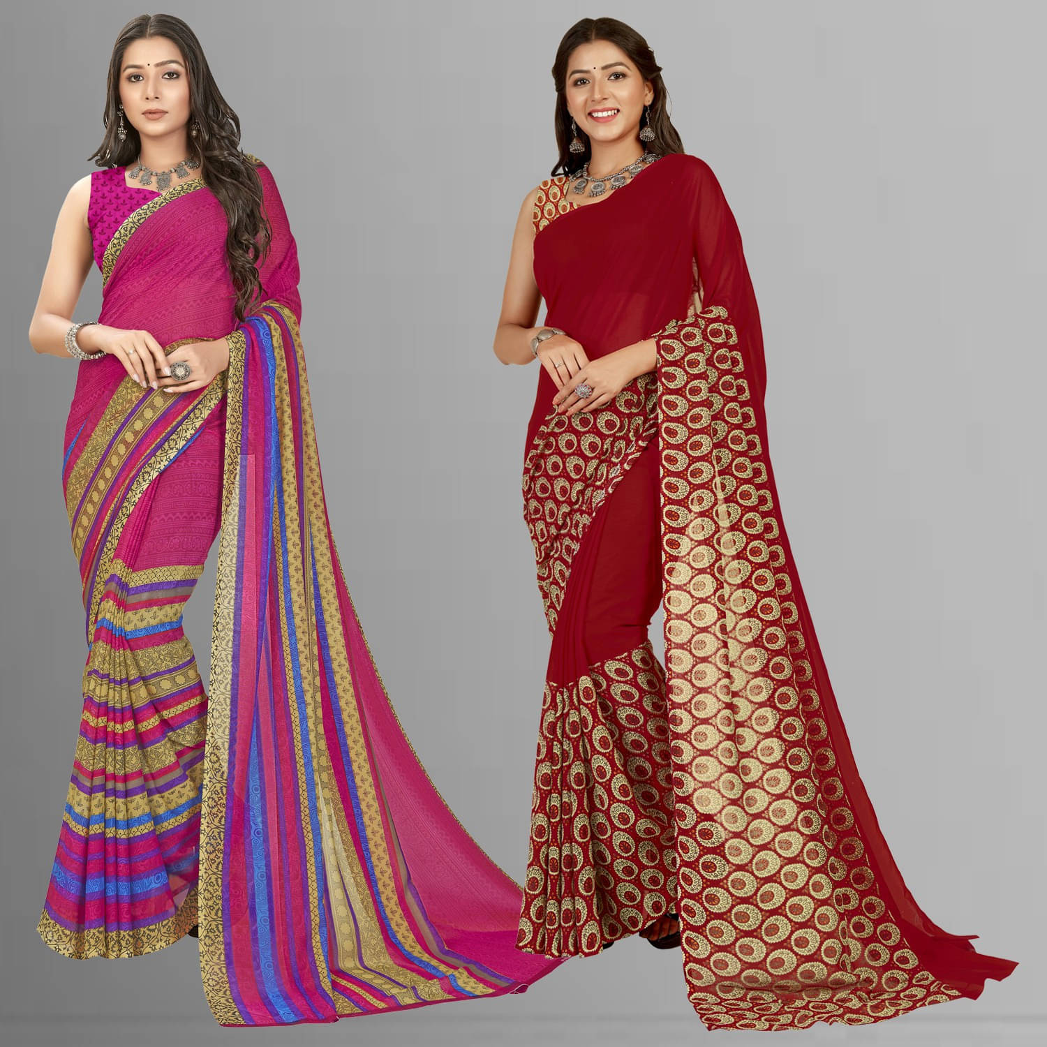 ANAND SAREES Georgette Printed Saree With Unstitched Blouse Piece ( Multicolor ) ANAND SAREES Georgette Printed Saree With Unstitched Blouse Piece ( Multicolor )