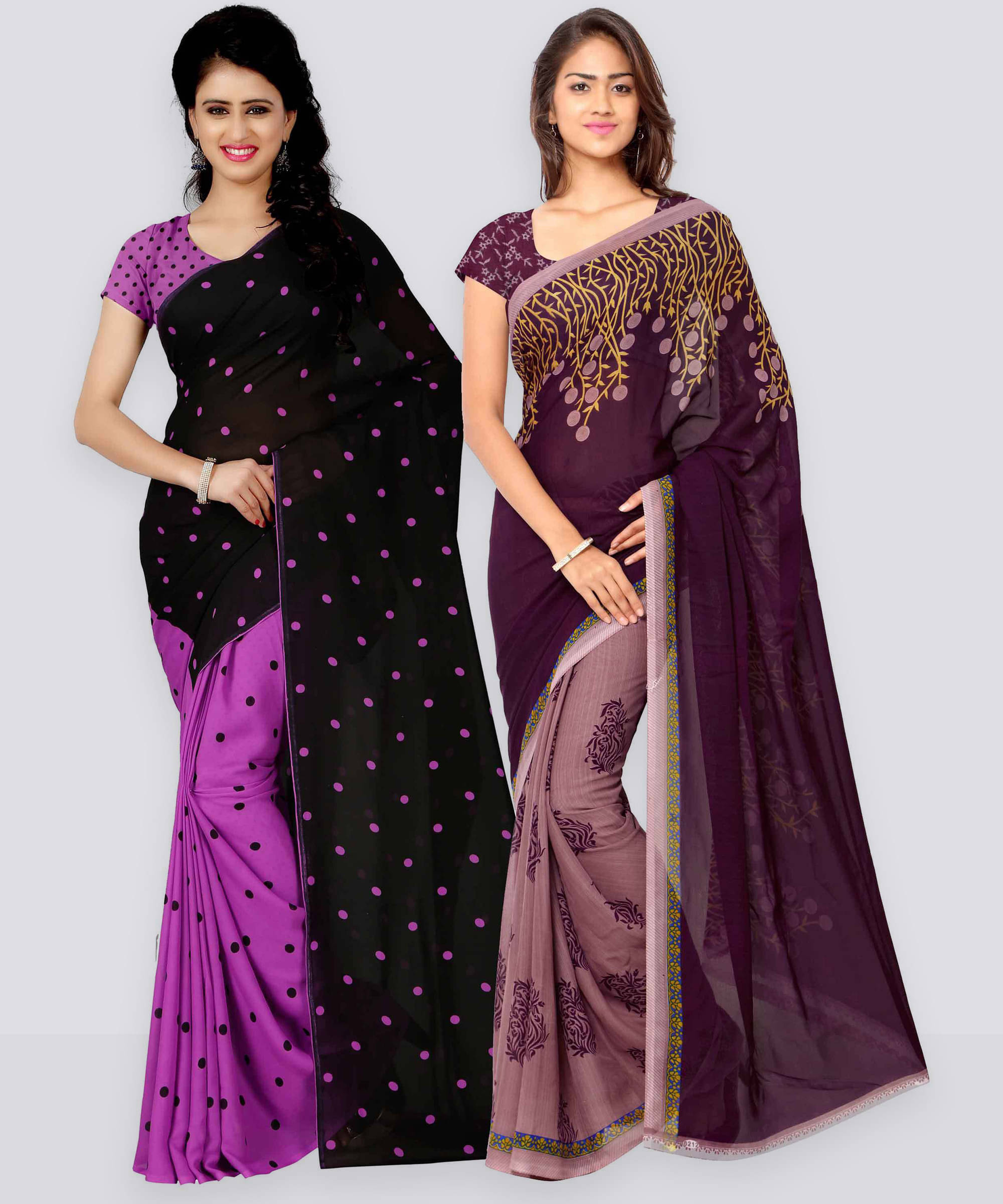     			ANAND SAREES Georgette Printed Saree With Unstitched Blouse Piece ( Multicolor )