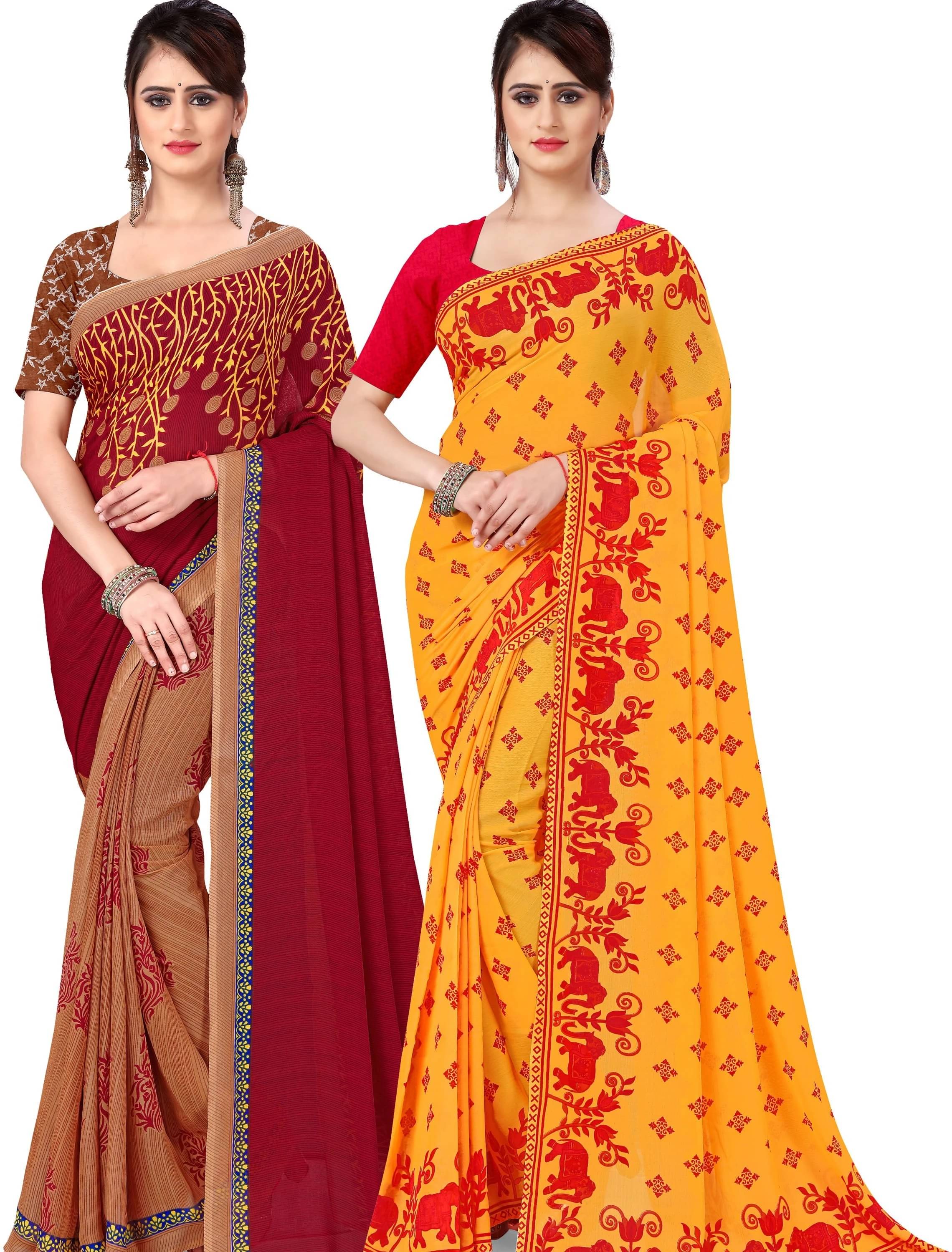     			ANAND SAREES Georgette Printed Saree With Unstitched Blouse Piece ( Multicolor )