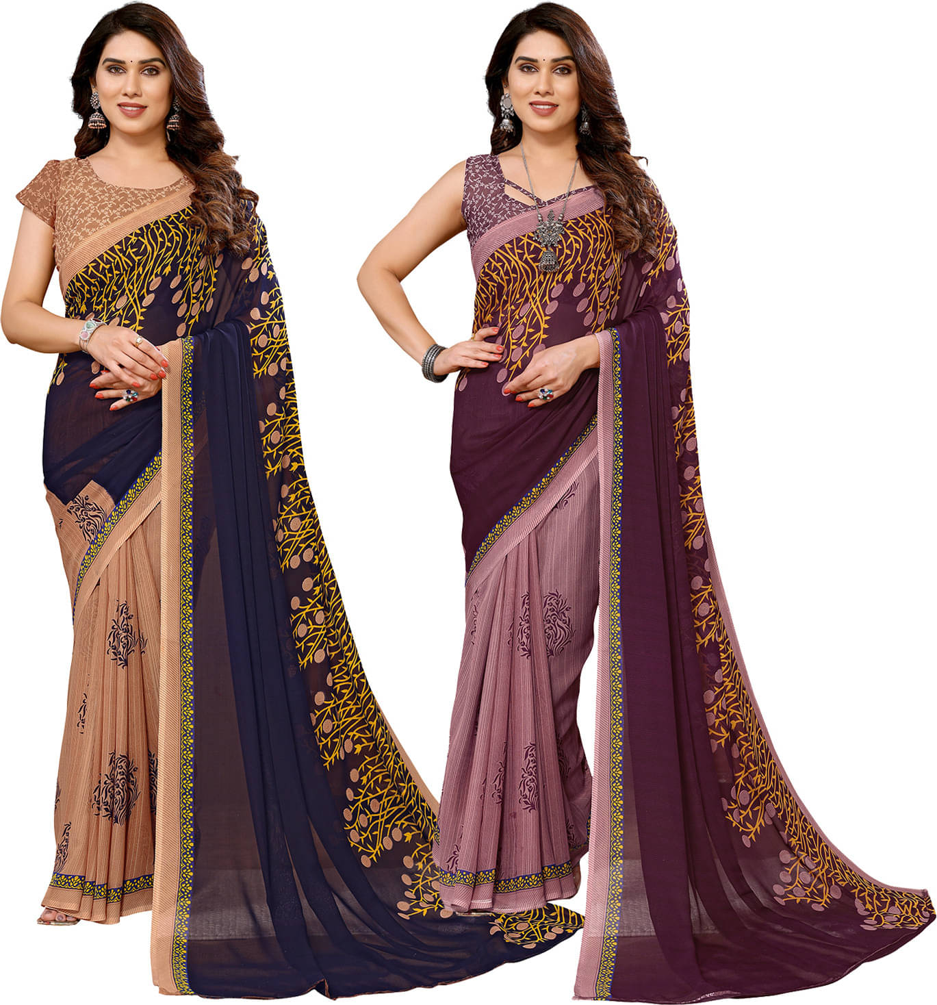    			ANAND SAREES Georgette Printed Saree With Unstitched Blouse Piece ( Multicolor )