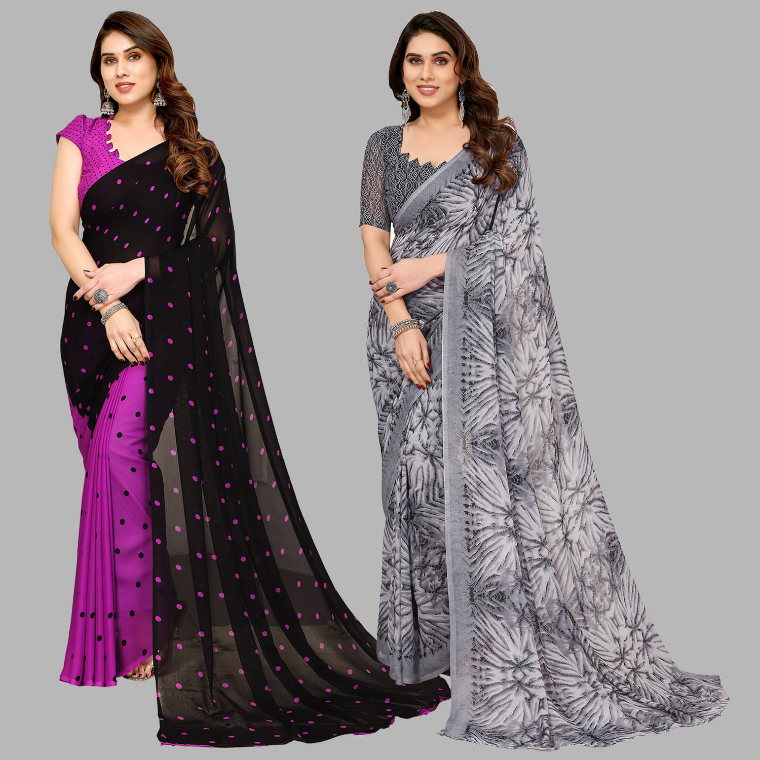 ANAND SAREES Georgette Printed Saree With Unstitched Blouse Piece ( Multicolor ) ANAND SAREES Georgette Printed Saree With Unstitched Blouse Piece ( Multicolor )
