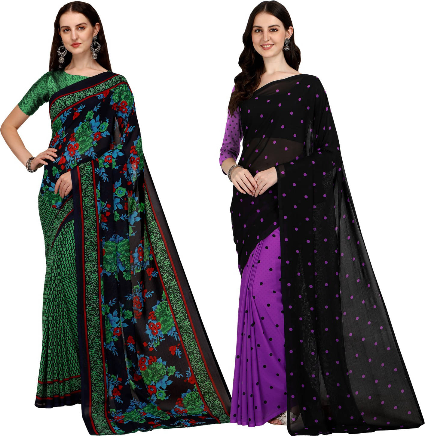 ANAND SAREES Georgette Printed Saree With Unstitched Blouse Piece ( Multicolor ) ANAND SAREES Georgette Printed Saree With Unstitched Blouse Piece ( Multicolor )