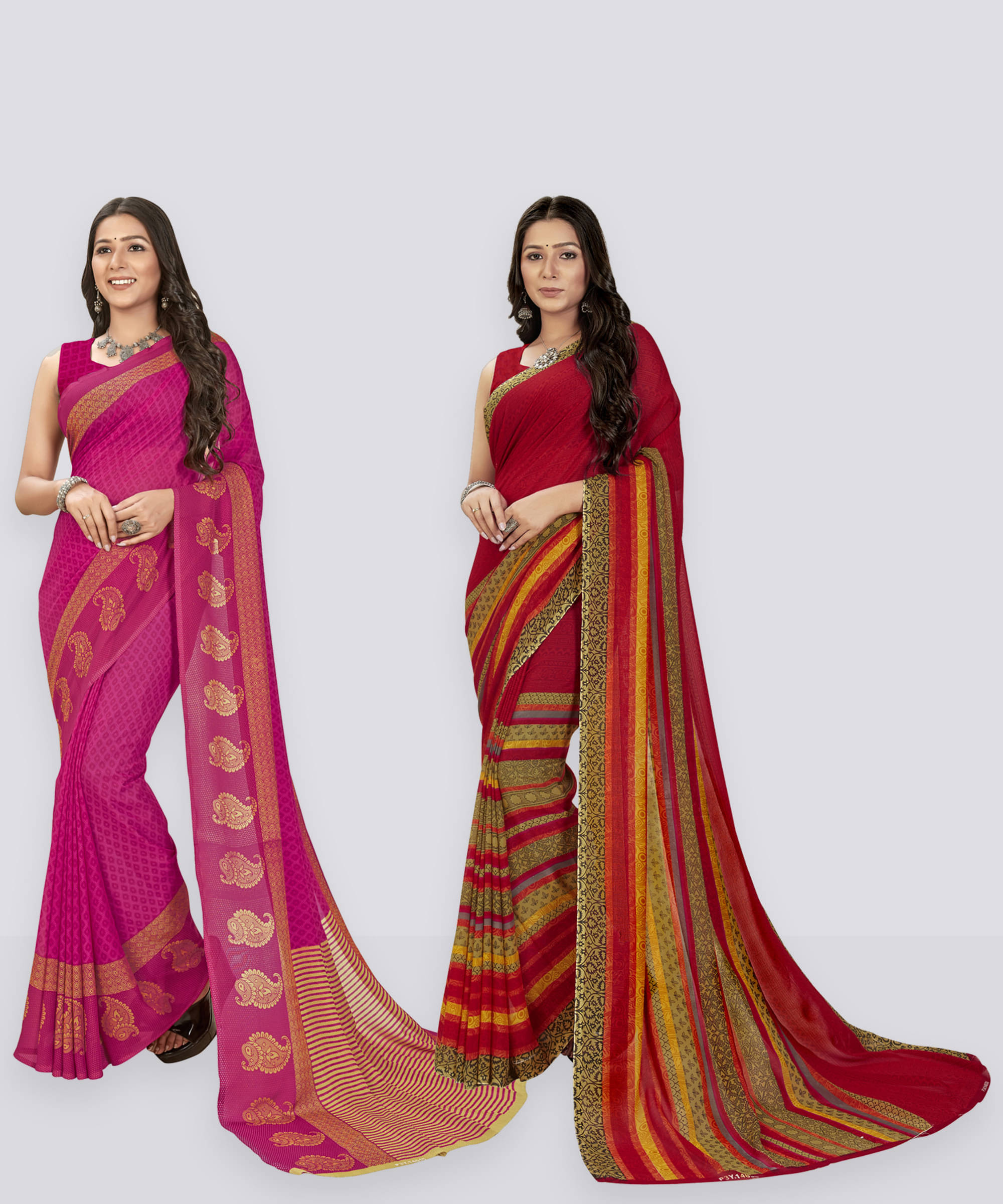 ANAND SAREES Georgette Printed Saree With Unstitched Blouse Piece ( Red )     			ANAND SAREES Georgette Printed Saree With Unstitched Blouse Piece ( Red )