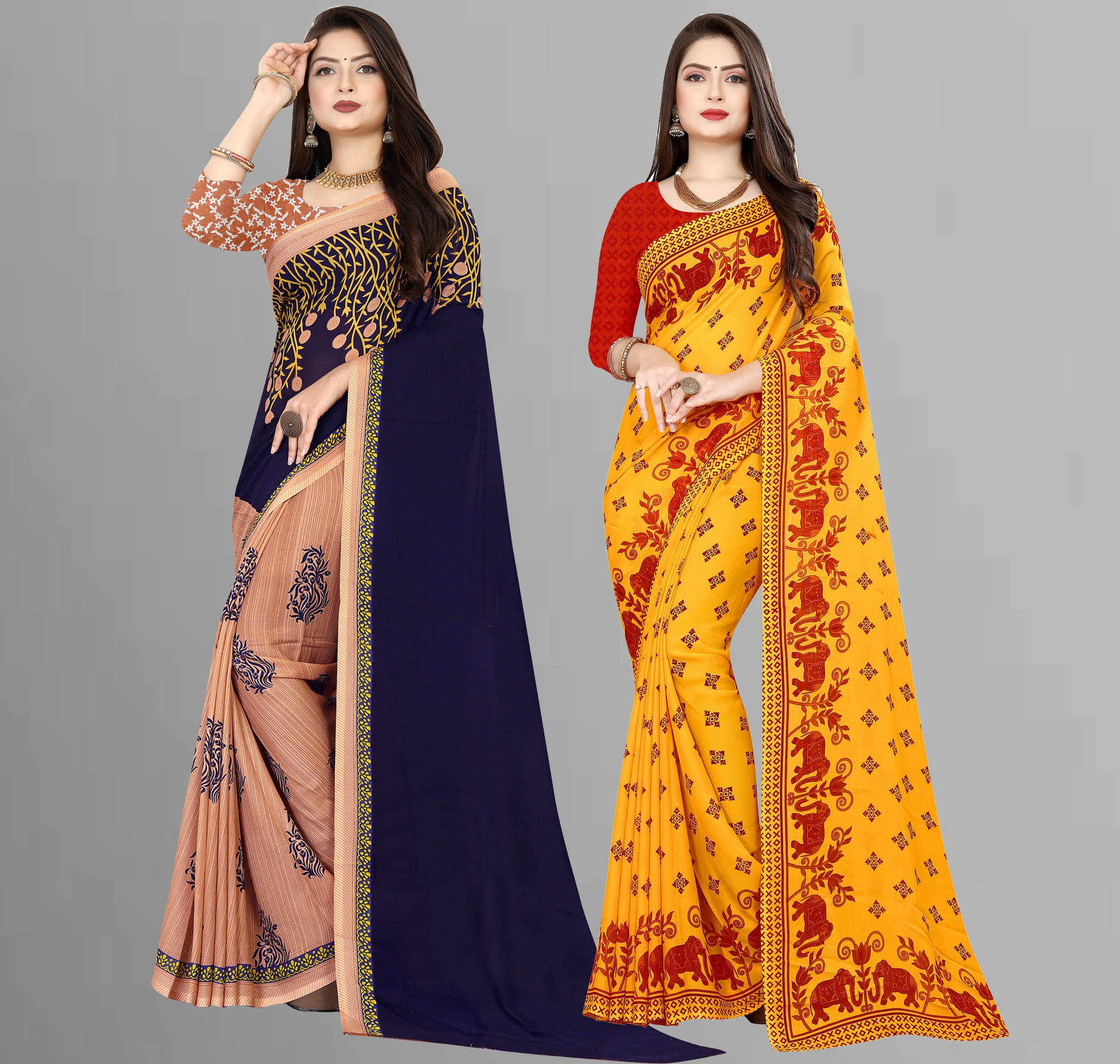 ANAND SAREES Georgette Printed Saree With Unstitched Blouse Piece ( Multicolor ) ANAND SAREES Georgette Printed Saree With Unstitched Blouse Piece ( Multicolor )