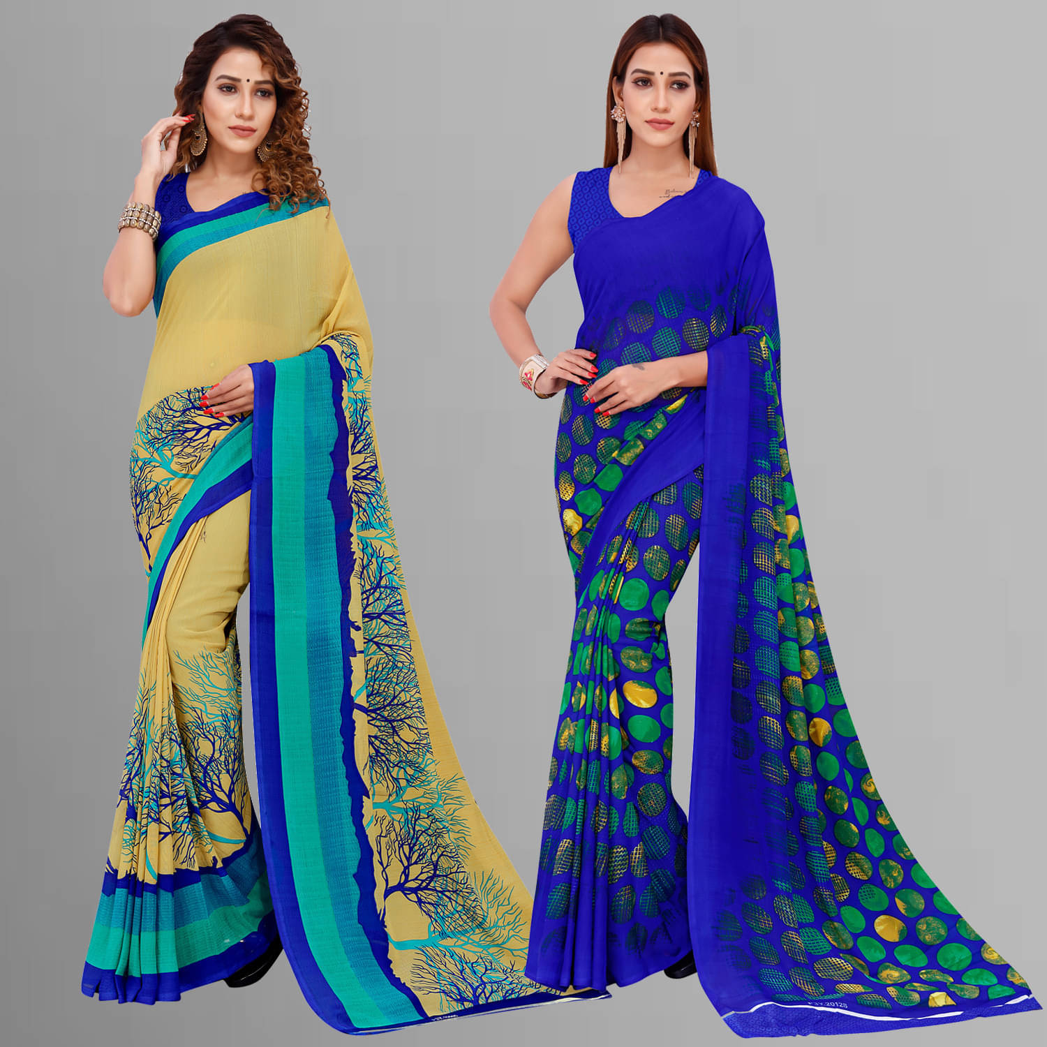     			ANAND SAREES Georgette Printed Saree With Unstitched Blouse Piece ( Multicolor )